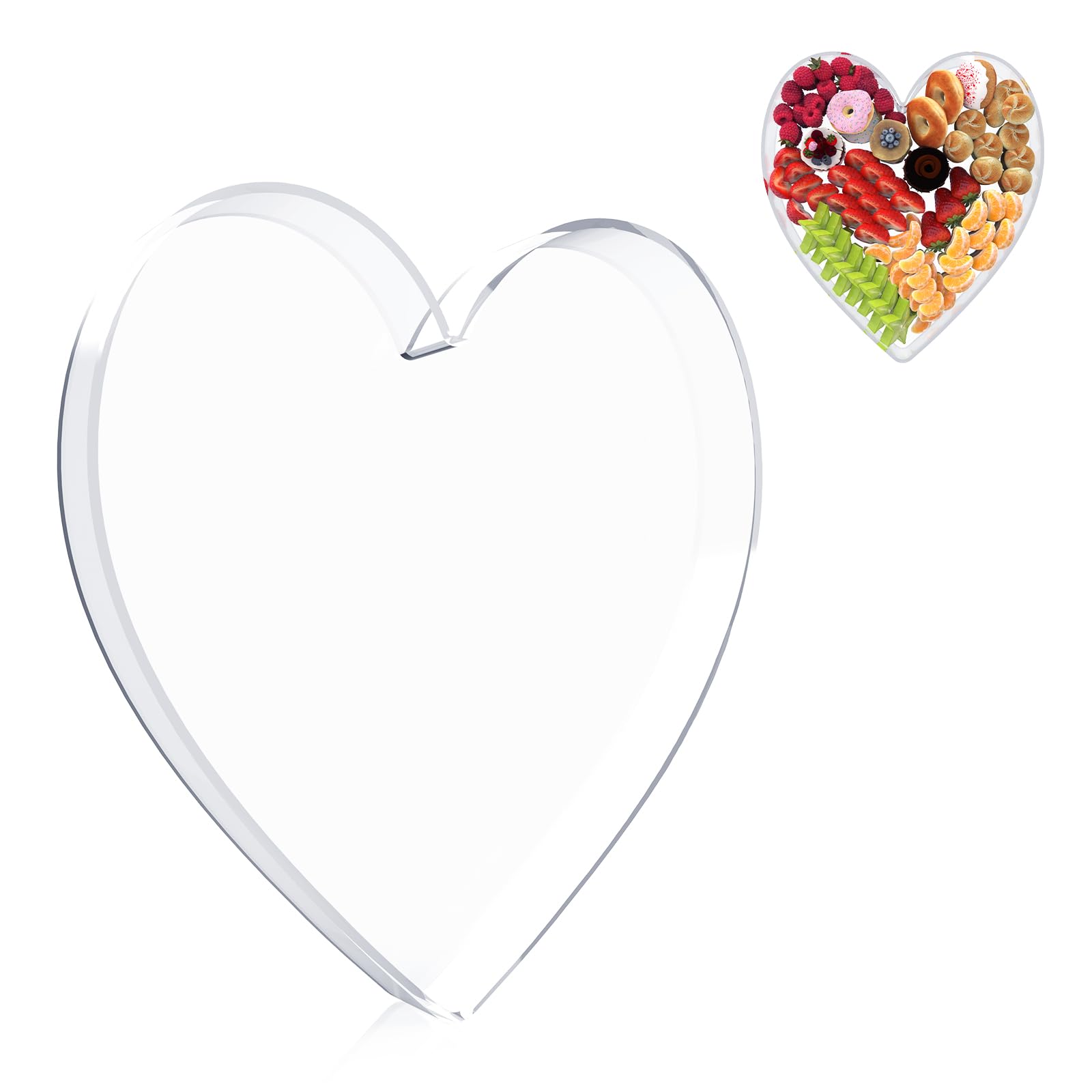 13.8 Acrylic Heart Shaped Charcuterie Board, Heart Plates for Dessert Appetizer Display, Love Serving Tray for Valentines Day Bi