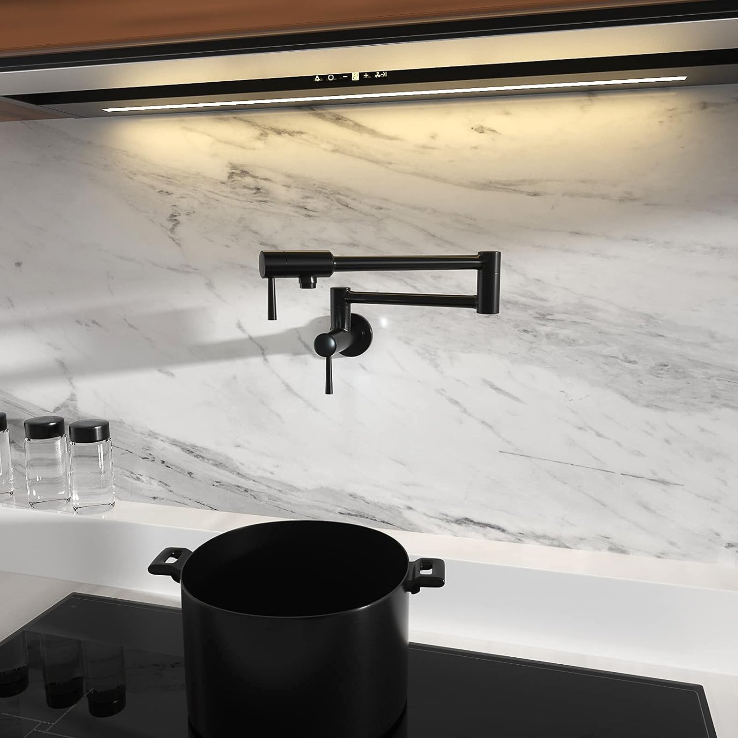 Imlezon Pot Filler Faucet Stainless Steel Commercial Wall Mount Kitchen Sink Faucet Folding Stretchable With Single Hole Two Han