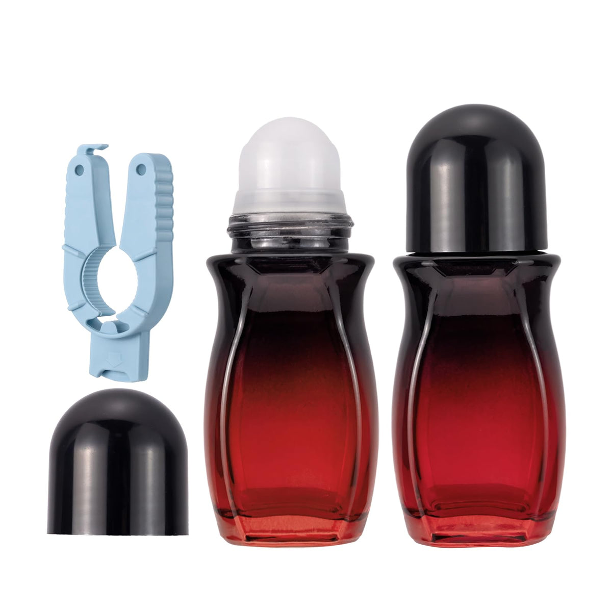 Kesell 2Pack Glass Roller Bottles 50 Ml Gradient Red Deodorant Bottle With Opener Refillable Glass Roller Ball Deodorant Contain