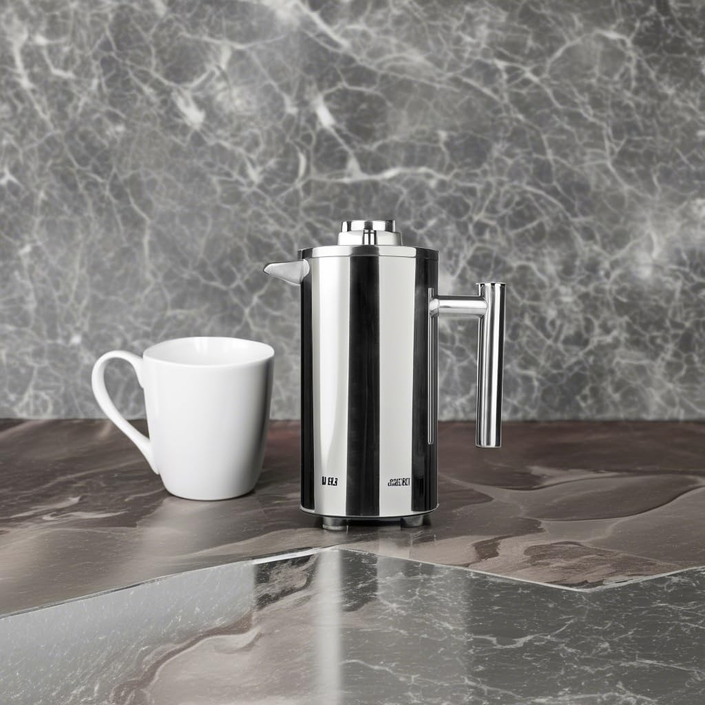 Highwin Small Stainless Steel French Press  12-Ounce Dual-Filter Coffee Plunger Pot Brewer and Maker for Individual Serving  Silver