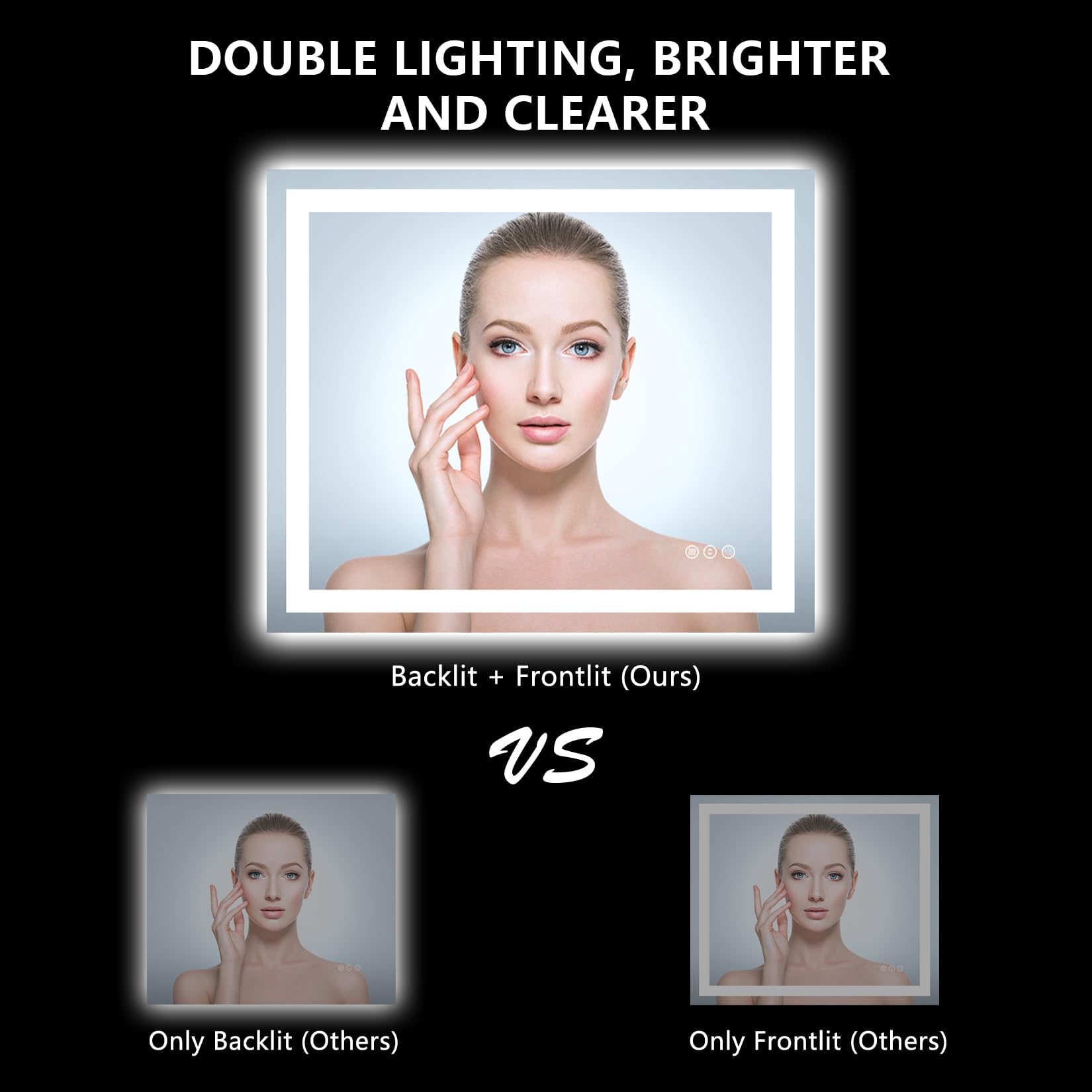 YEELAIT LED Bathroom Mirror with Lights 28x36 Inch Front and Backlit Lighted Vanity Mirror for Bathroom Wall with 3 Colors Dimmable Anti-Fog Memory Shatter-Proof IP54 Waterproof Horizontal/Vertical