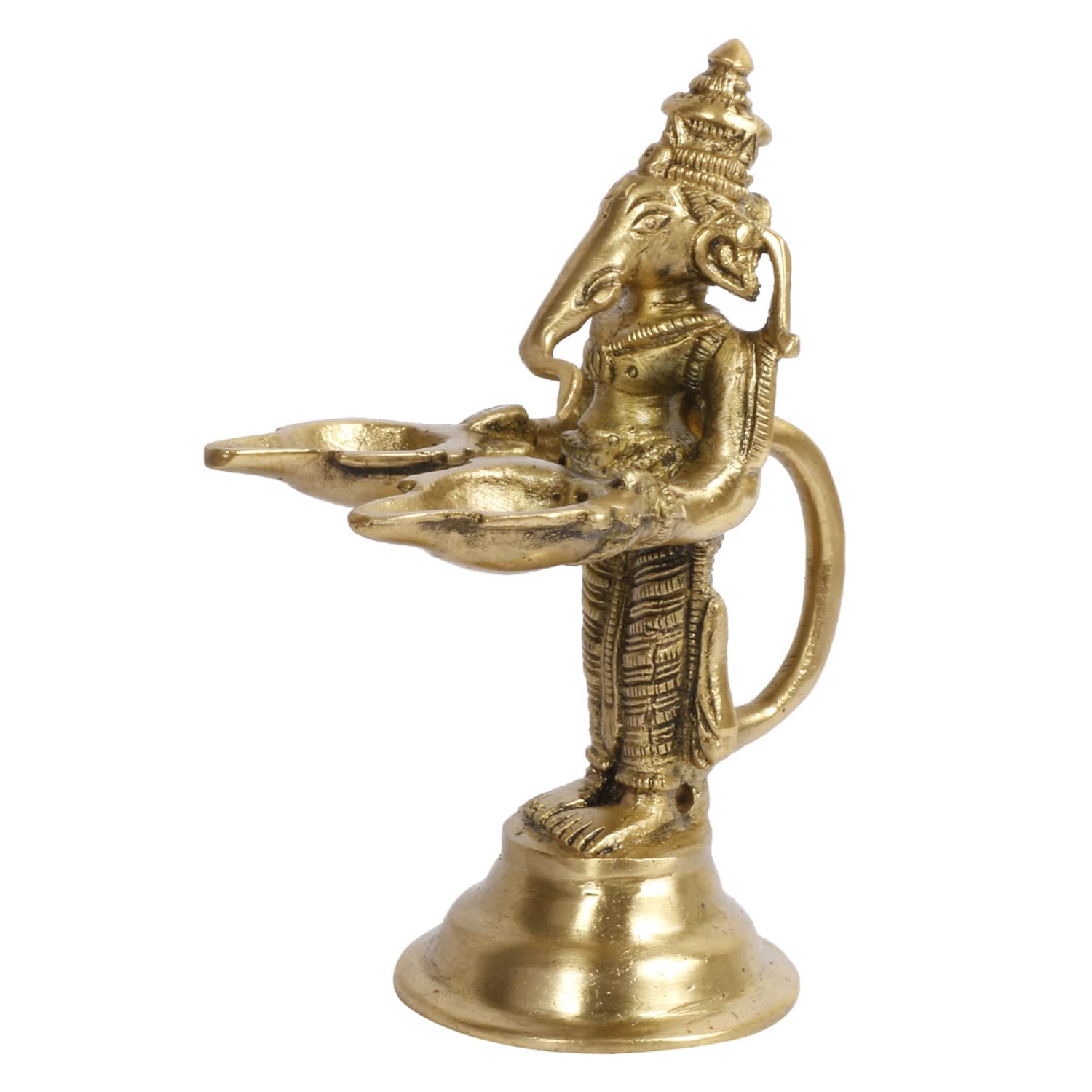 Kartique Brass Ganesh Bhagwan Idol With Two Diya Ganesha Statue Ganpati Murti For Home Entrance Decor Diwali Gift Ganesha With L