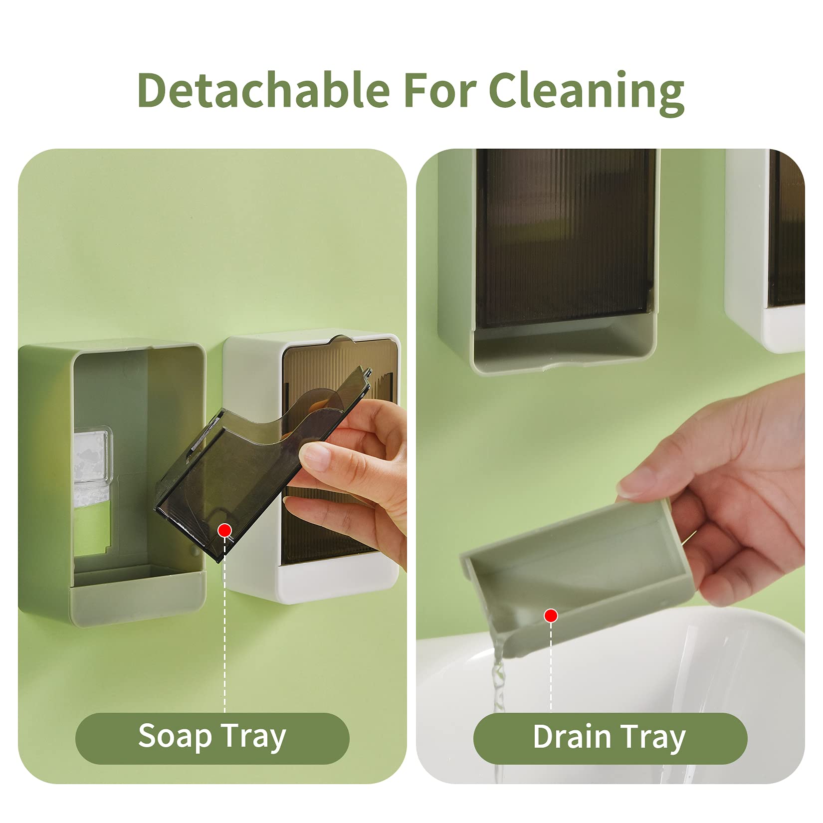 Soap Holder Dish Shower, 2 Pack Bar Soap Holder With Drainage, Self Draining Soap Holder, Wall Mounted Soap Box Tray Container F