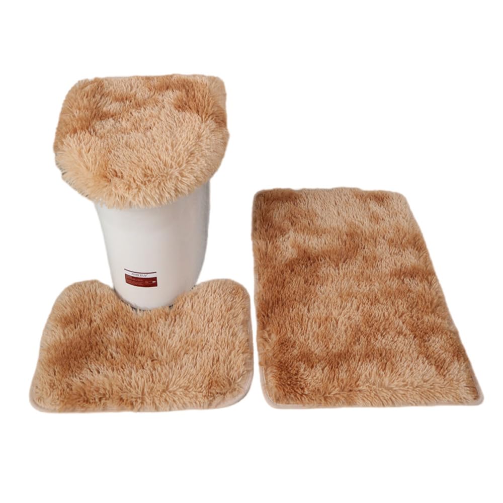 XZJMY 3 Pieces Bathroom Rugs Set,Bath Mat, Non Slip and Absorbent Mats,Floor Mat,U-Shaped Contour Rug and Toilet Lid Cover for T