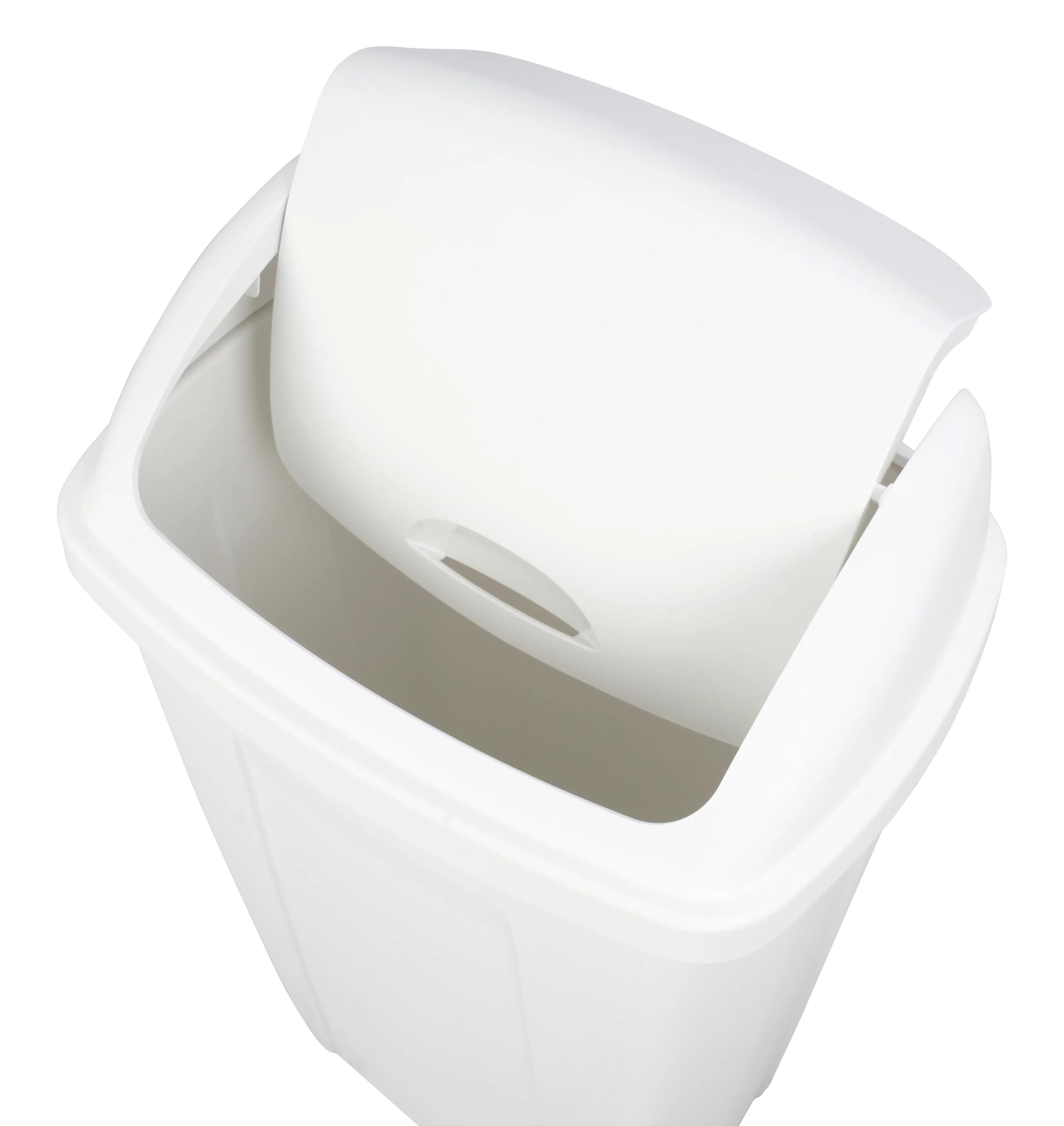 Cjlxl 13 Gallon Trash Can, Plastic Swing Top Kitchen Garbage Trash Can (White)