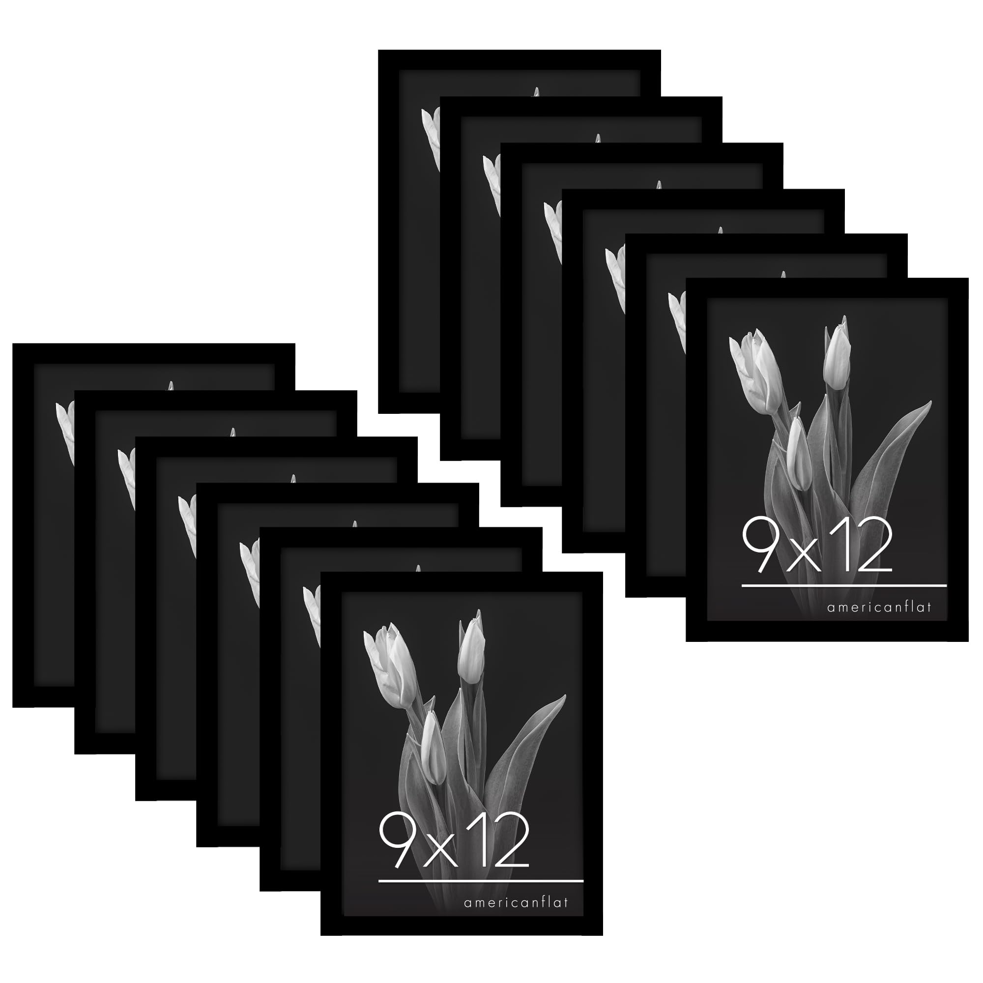 Americanflat 9x12 Picture Frame with Polished Plexiglass - Set of 12 - Signature Collection - Picture Frames with Engineered Woo