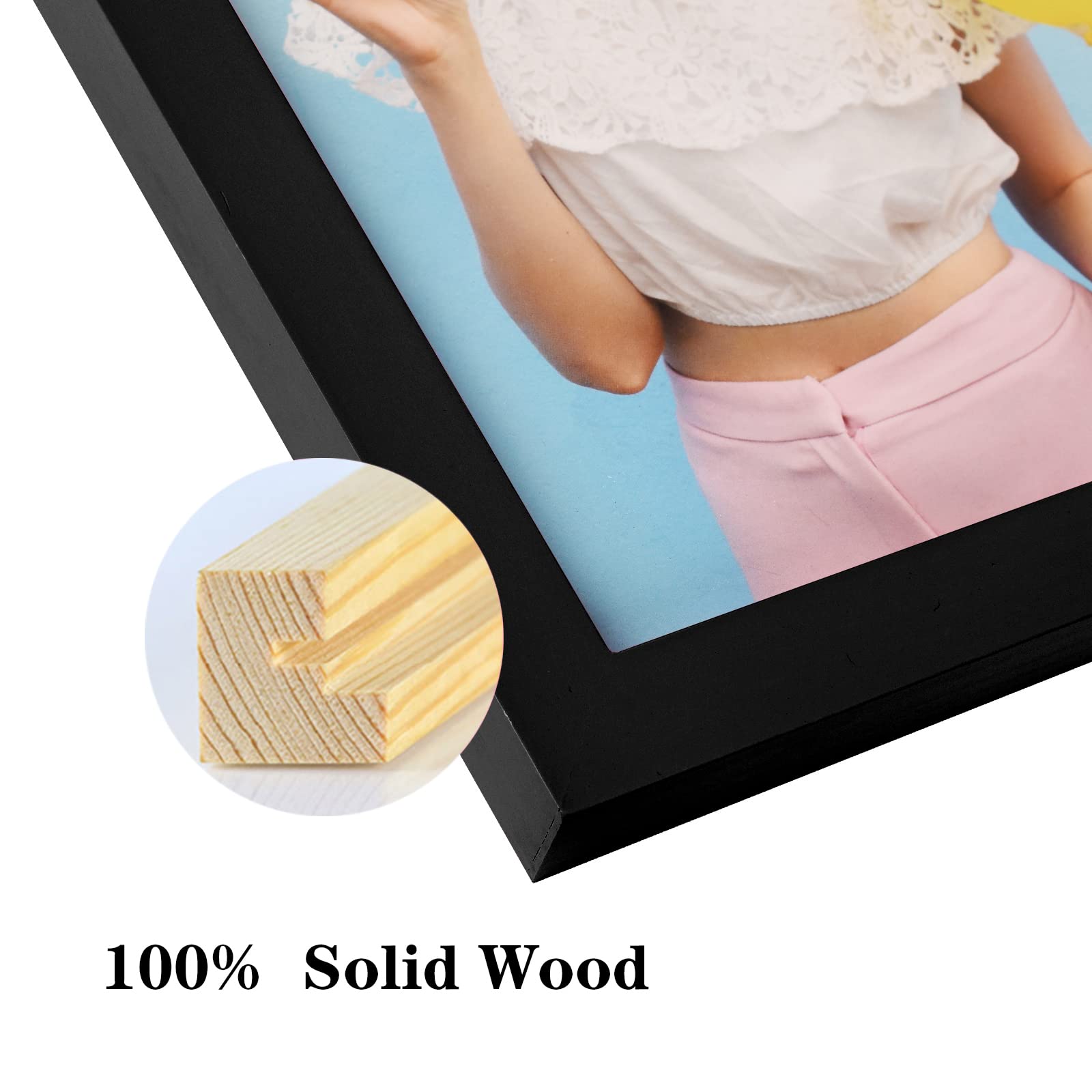 wyooxoo 5x7 Picture Frames Set of 4 Made Of Solid Wood Black Photo Frames Colorful Frame with HD Plexiglass, Wall or Tabletop Di