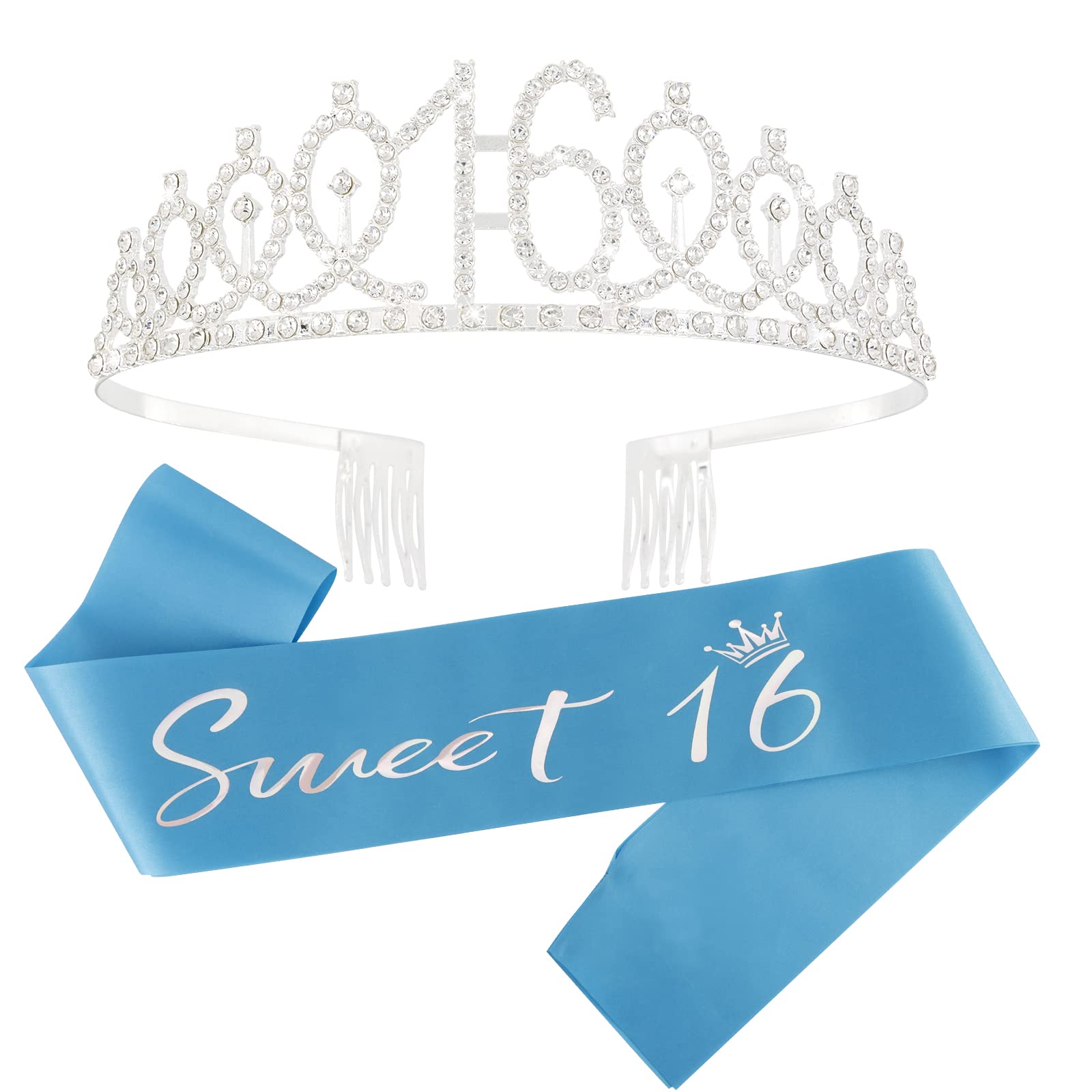 16Th Birthday Tiara And Sash Kit- Silver  ''Sweet 16 ''Birthday Decorations 16Th Birthday Party Gifts Birthday Party Supplies Fo