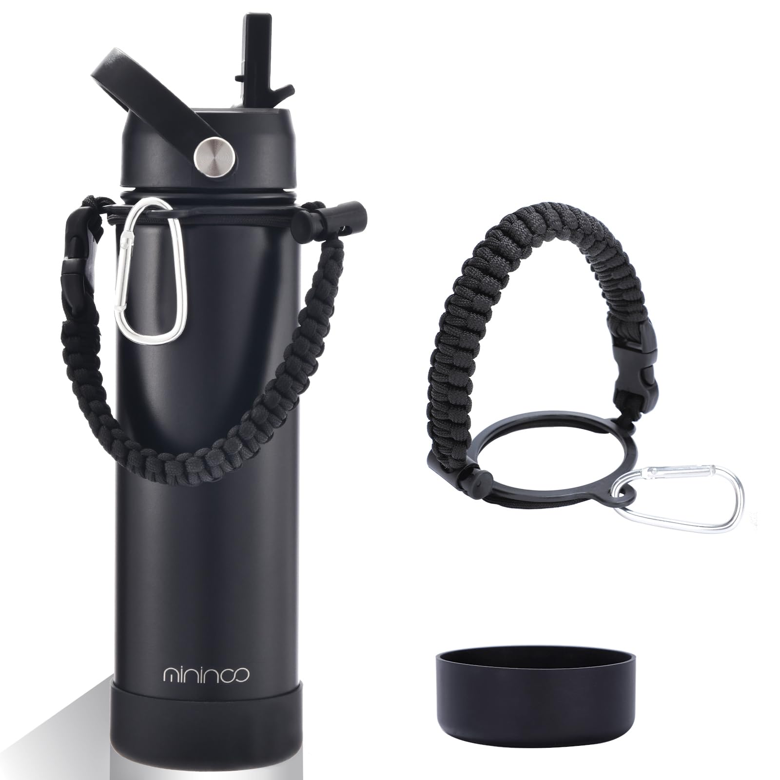 mininoo Water Bottle with Straw Lid, 24 oz Insulated Stainless Steel Double Wall Vacuum, Gifts, Cute Bunny & Egg(Lavender)