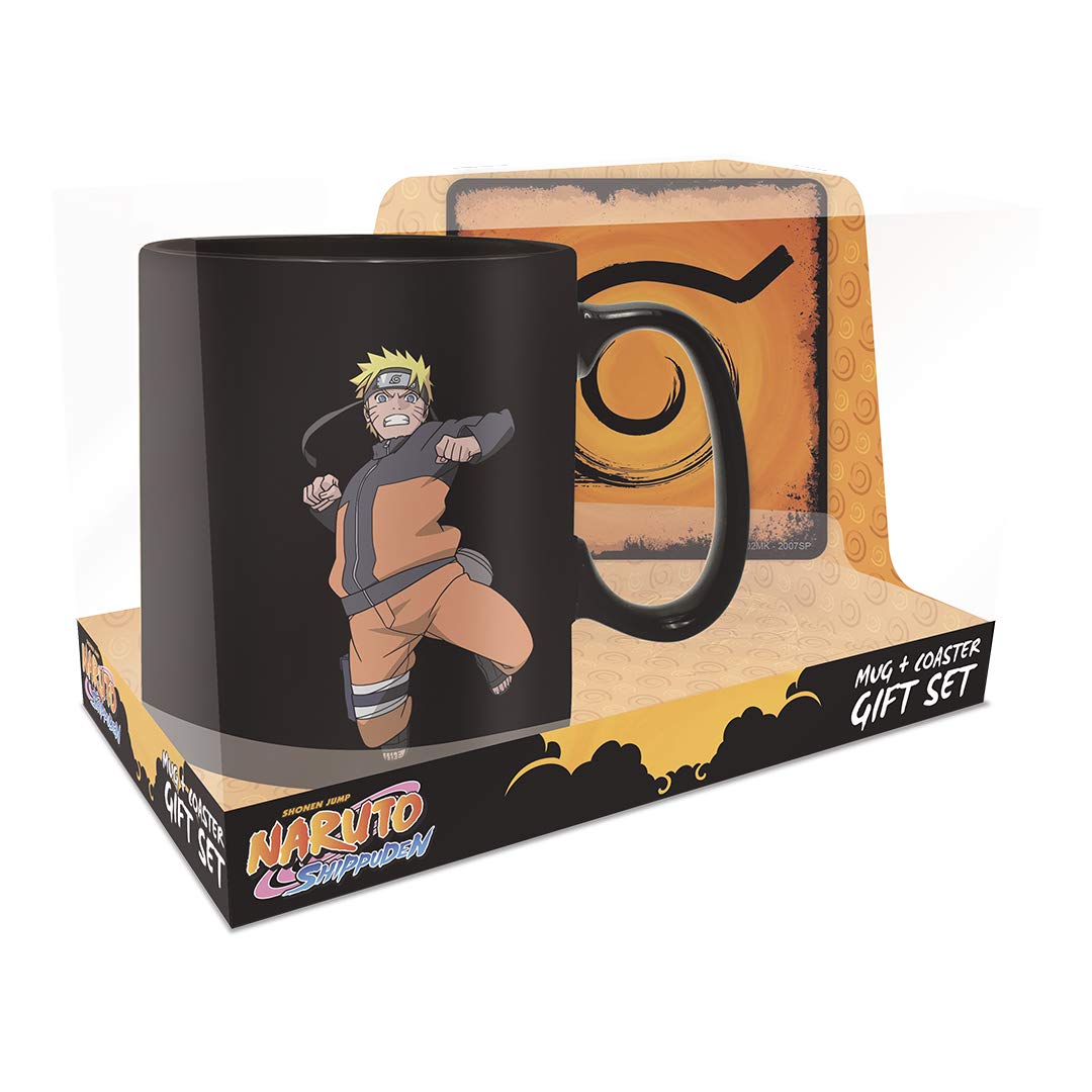 Abystyle Naruto Shippuden Clone Jutsu Ceramic Heat-Change Coffee Tea Mug & Coaster Gift Set Anime Manga Drinkware Gift