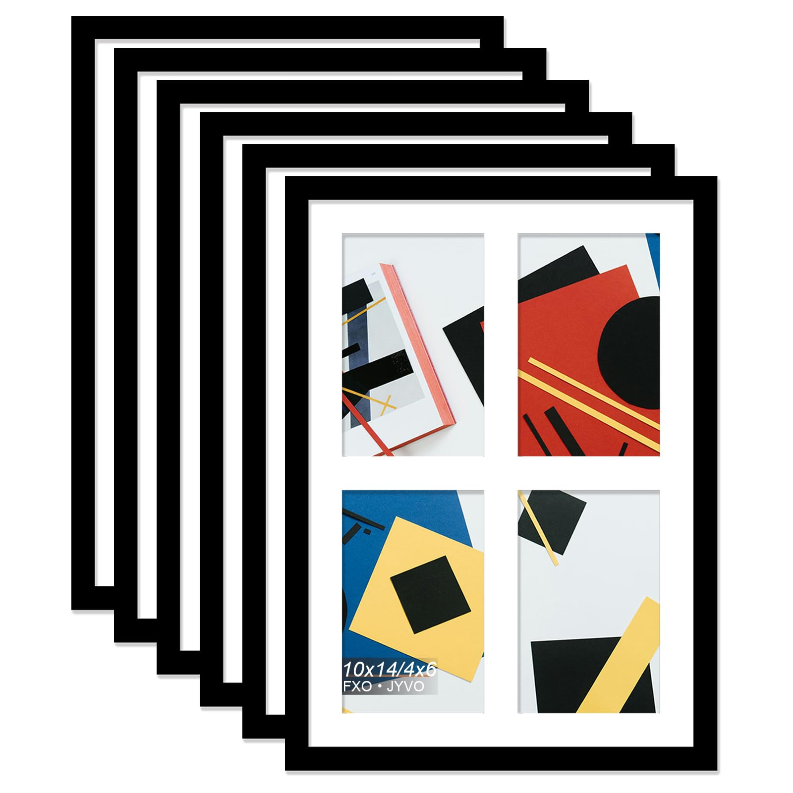 Fxojyvo 4x6 Picture Frame Collage Set of 6, Display 4 4x6 Picture Collage or 10x14 Photo Only Without Mat, Light Weight and High