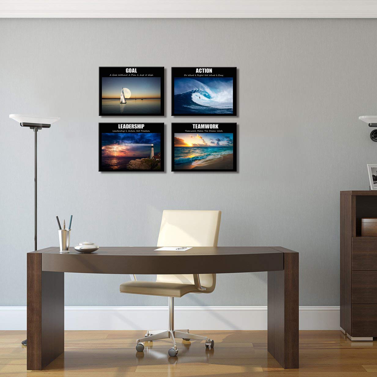 Visual Art Decor Large Motivation Teamwork Leadership Action Goal Inspirational Quotes Canvas Wall Art Ocean Waves Sea Seascape