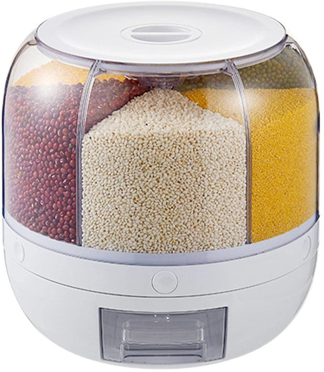 Jolfay Airtight Food Storage Containers Rice Dispenser Countertop Cereal Grain Pulses Container Sets 6 Grids Rotating Canisters 