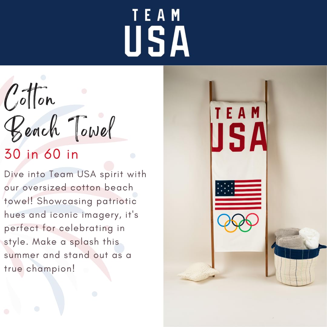 Franco Collectibles Team Usa Paris Olympics Super Soft Cotton Bath/Pool/Beach Towel, 60 In X 30 In, (Officially Licensed Product