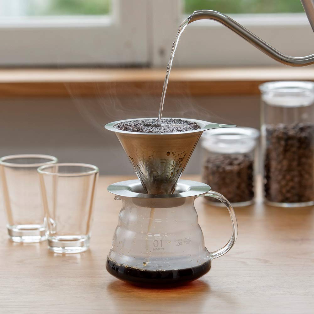 Hario Double Mesh Metal Dripper, Size 01, Silver