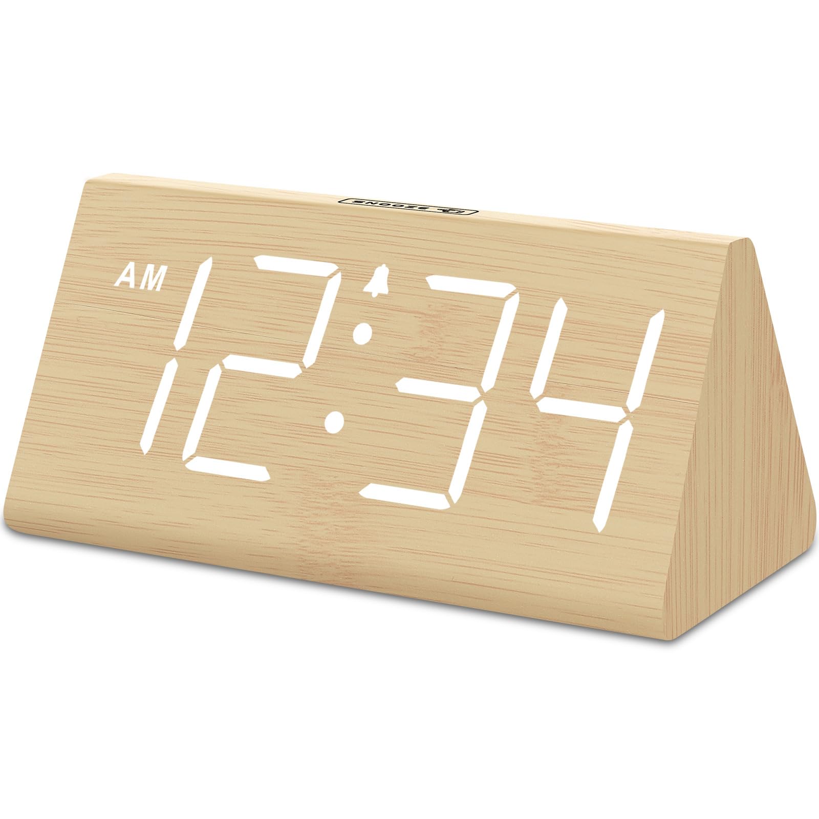 DreamSky Wooden Digital Alarm Clocks for Bedrooms - Electric Desk Clock with Large Numbers, USB Port, Battery Backup Alarm, Adju