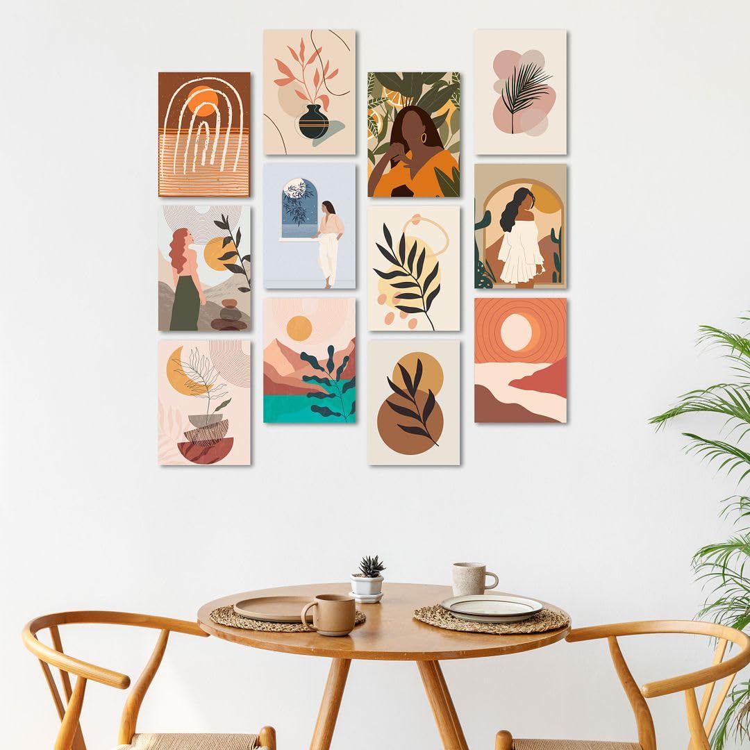 Cvanu A4 12Pcs Beautiful Floral Design Printed On Poster Wall Art Collage Kit With Glue Dot Tape For Wall Decoration (11.5Inchx8