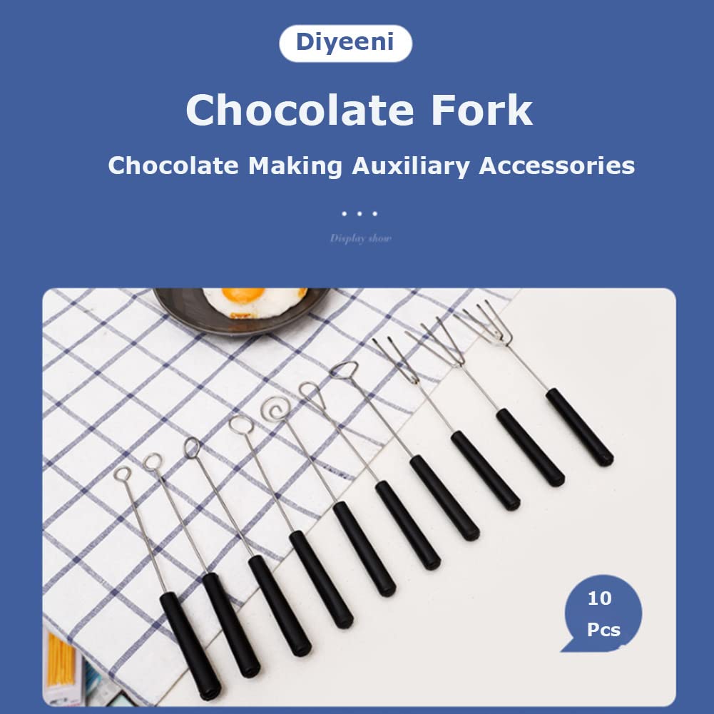 10Pcs Stainless Steel Chocolate Dipping Fork Set, Diy Baking Supplies, Dipping Forks For Chocolate, Pralines And Truffles, And R