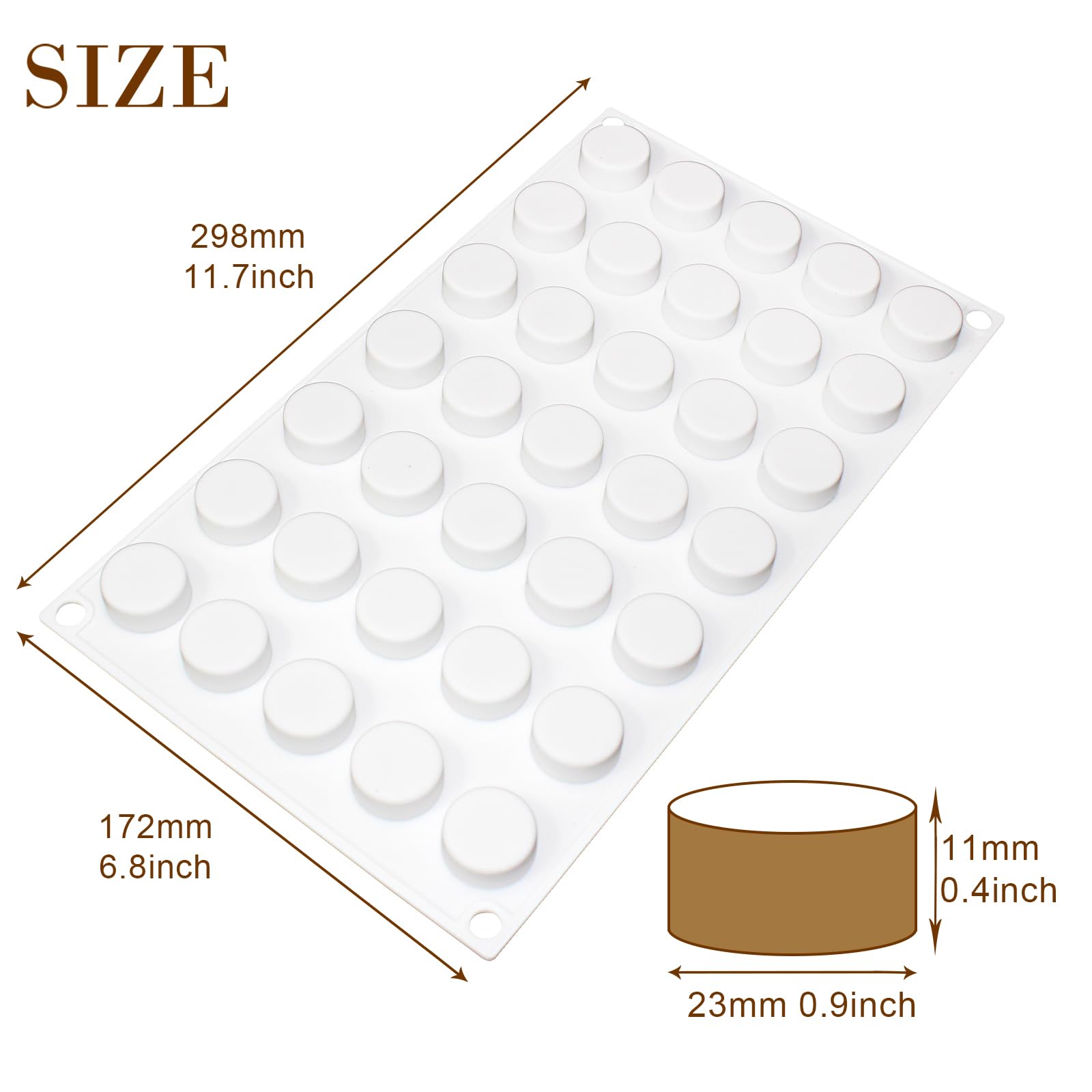 Funshowcase Mini Round Disc Silicone Mold Tray Per Cavity 0.9X0.9X0.4Inch 35 Cavities