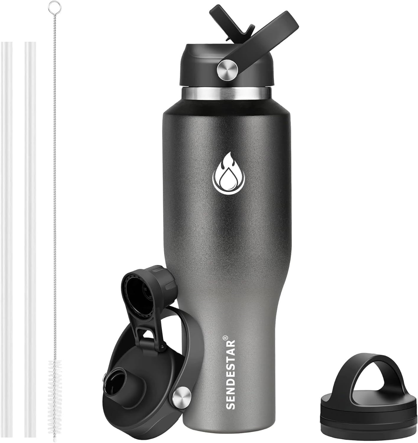 32oz Stainless Steel Water Bottle (Cold for 48 Hrs, Hot for 24 Hrs),Double Wall Vacuum Insulated Bottle with Straw Lid, Spout Li
