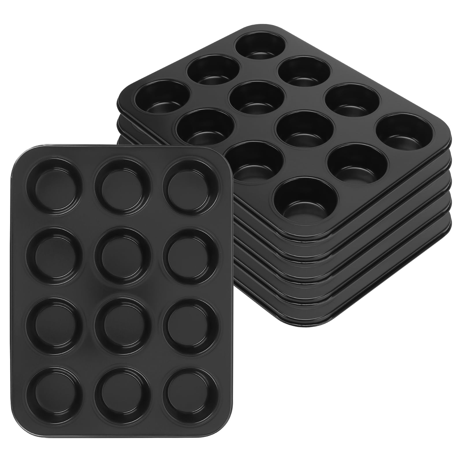 YAUFWUA 6 Pack 12 Cup Muffin Tin, Carbon Steel Muffin Baking Pan Nonstick Cupcake Pan for Muffins, Cupcakes and Pudding Baking