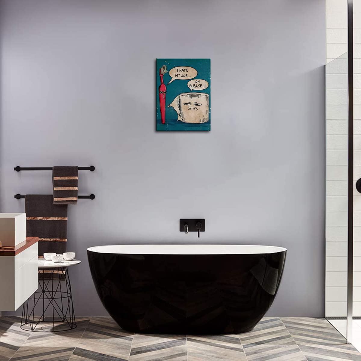 Funny Bathroom Wall Art Toilet Pictures Wall Decor I Hate My Jobs Toothbrush And Toilet Paper Humor Modern Restroom Wall Art Can