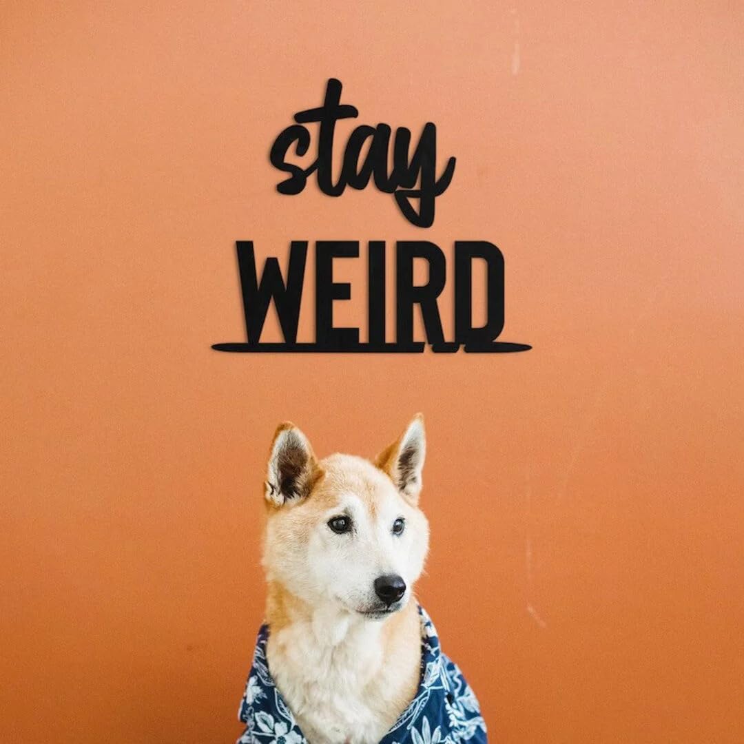 7 Decore Stay Weird Weirdly Wonderful Wood Wall Decor - Medium Size 13.5cm W x 60cm H, Sparkle Touch Matt Finish, Made in India