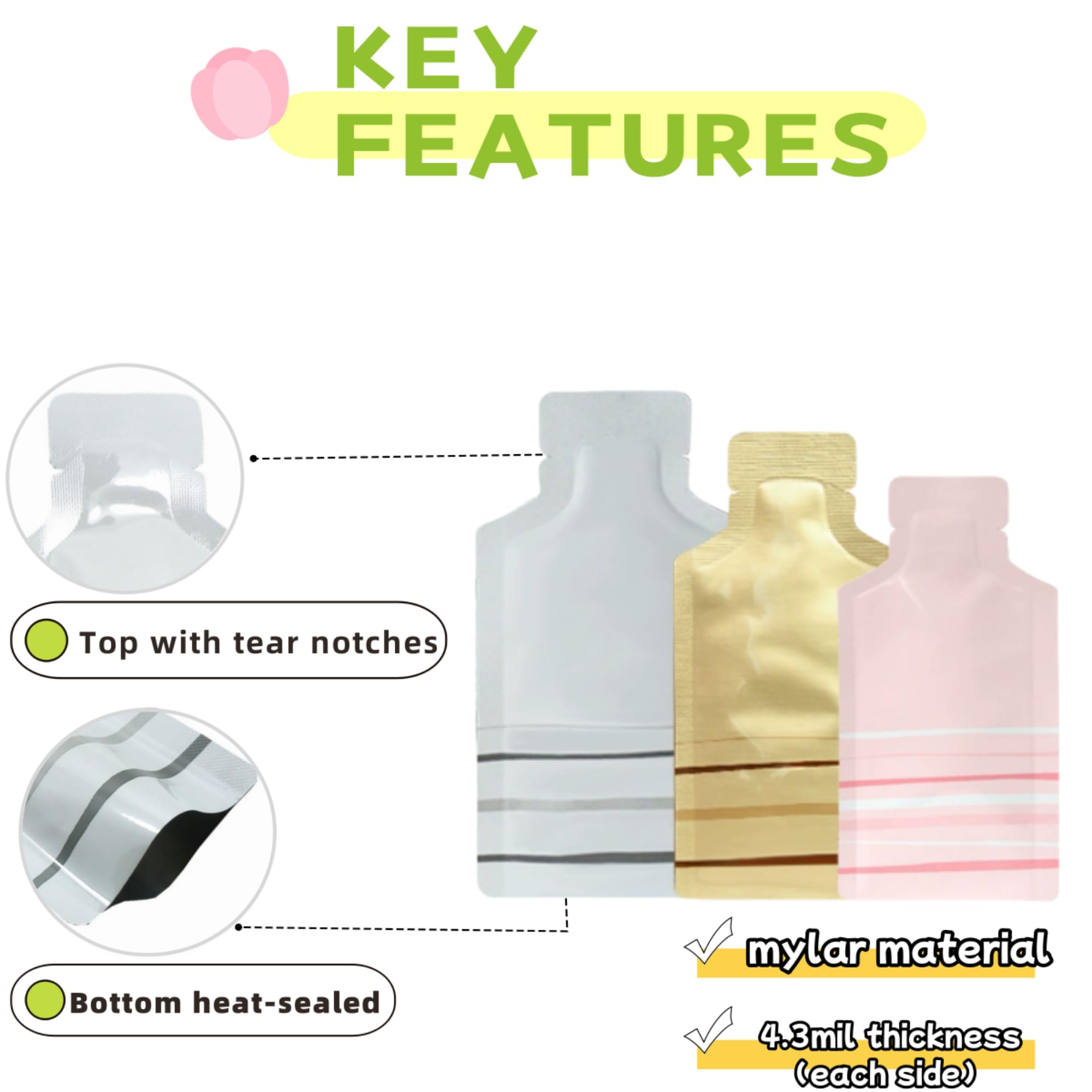 Mitob 100 Pack 1.97X4.3 Inch Heat Seal Sample Mylar Packets For Portable Travel Toiletries Empty Disposable Liquid Shampoo Pouch