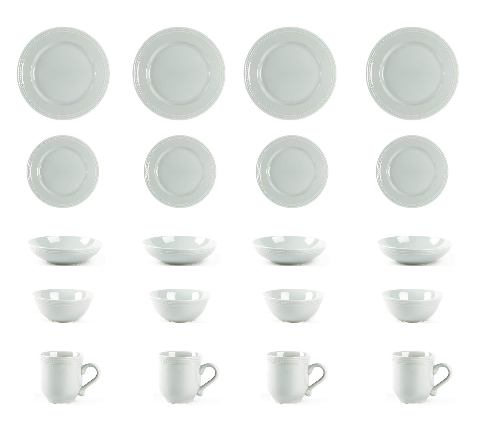 HomeVss, Pearl Dots Stoneware Dinnerware Set (20pc Set, Teal)