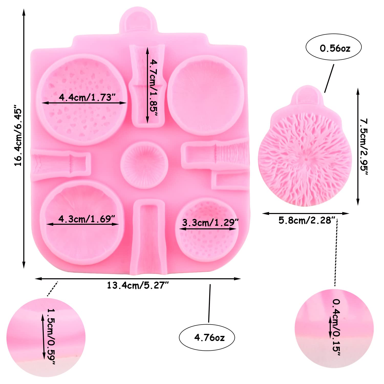 Mujiang 3D Mushroom Fondant Silicone Molds For Cake Decorating Chocolate Candy Polymer Clay Resin Gum Paste