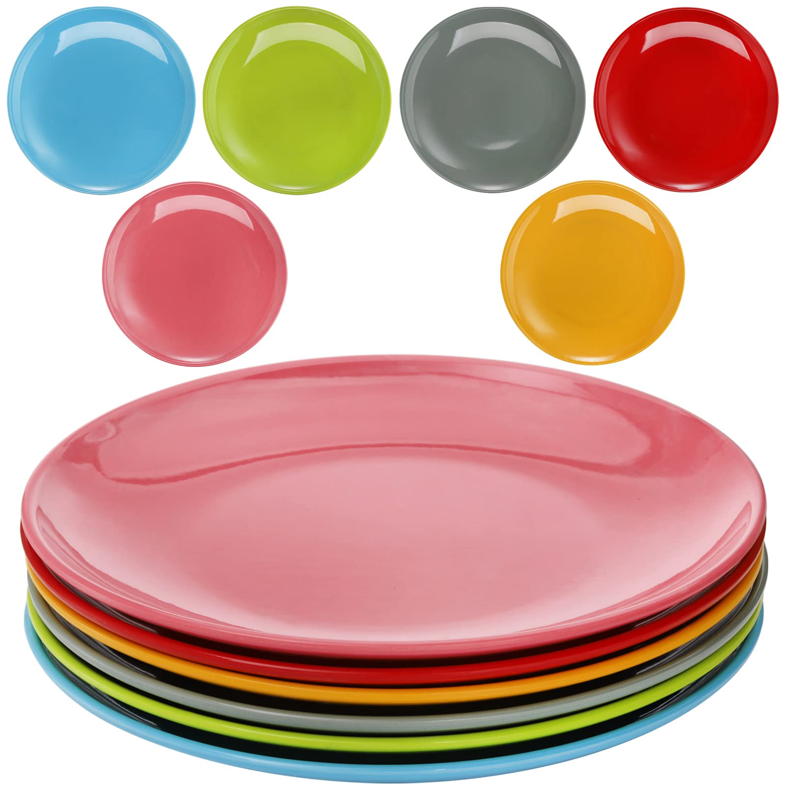 Peohud 6 Pack Melamine Plates, 11 Inches 100% Melamine Dinner Plates, Flat Bottom Dinnerware Dishes for Daily Indoor Outdoor Use