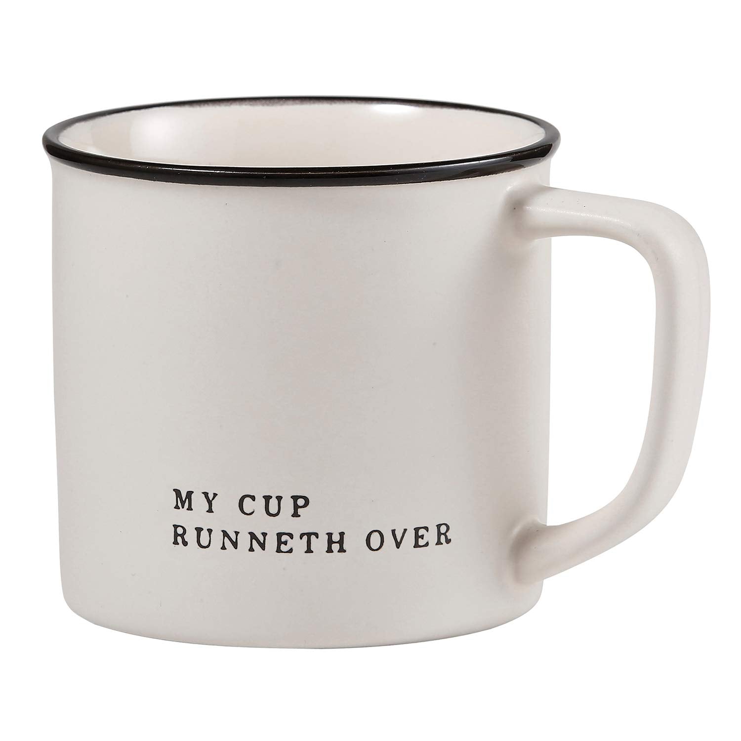 Santa Barbara Design Studio Black and White Coffee Cups Face-to-Face Designs Stoneware Mug, 16-Ounce, My Cups Runneth Over