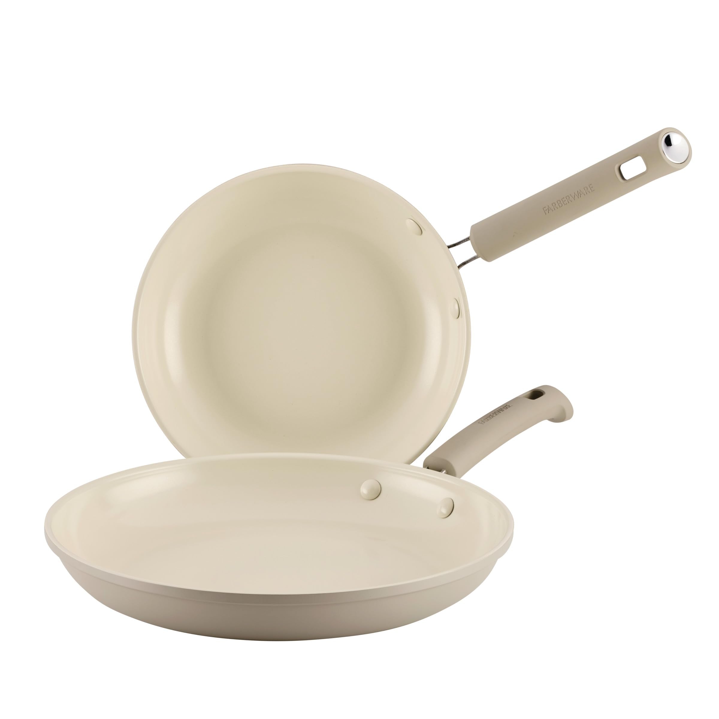 Farberware TrueCook Ceramic Plus Farberware TrueCook Ceramic Plus Nonstick, Dishwasher Safe 2Piece Frying Pan Set Taupe, 2Piec