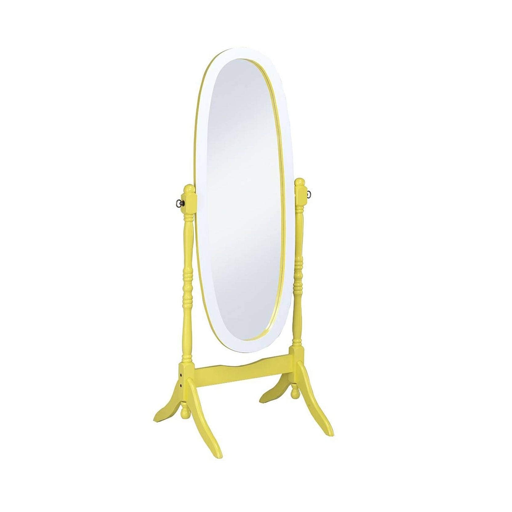 Ore International N4001-YEL/WH Oval Cheval Standing Mirror, Yellow/White