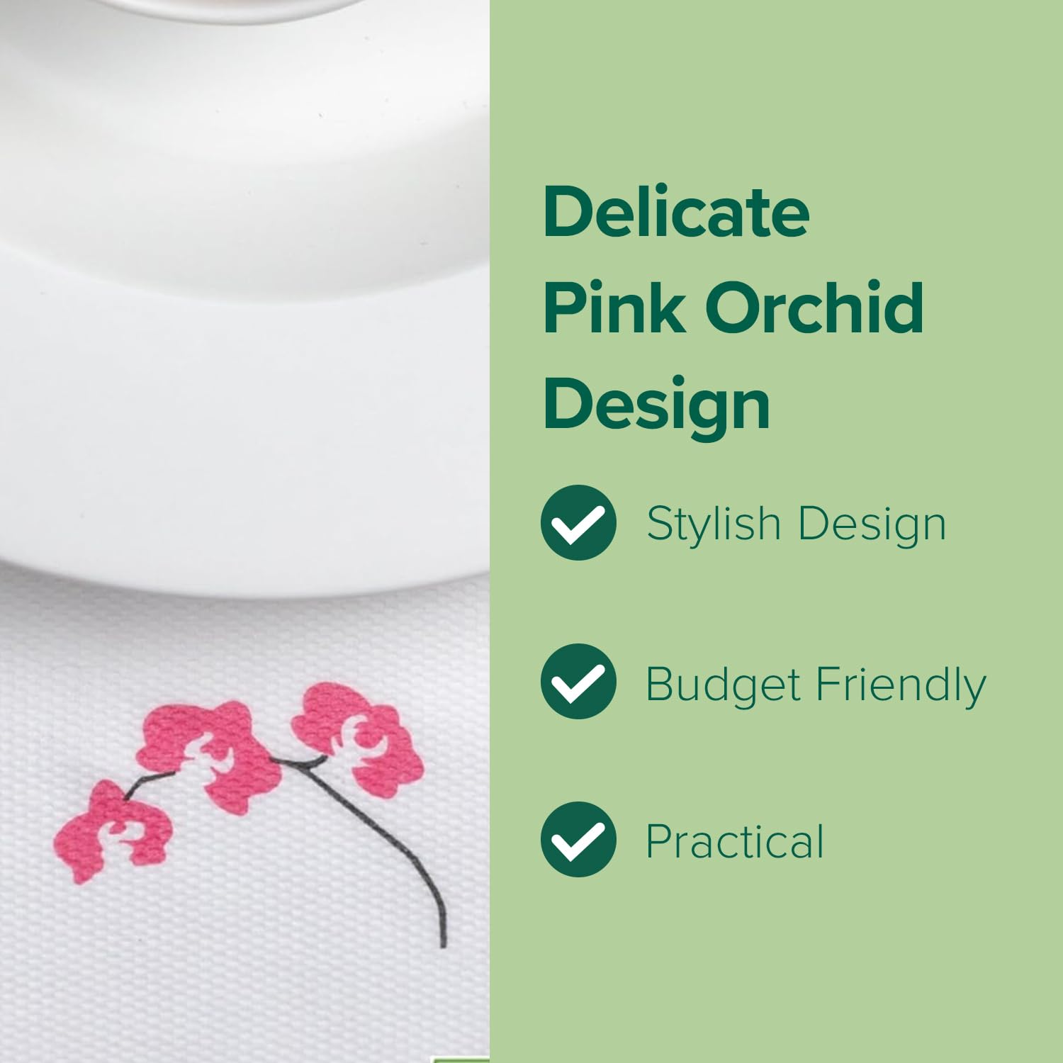 SimuLinen ClassicPoint White Disposable Dinner Napkins - Everyday Paper Napkins & Biodegradable Nice Napkins for Parties  Showers  Luncheons - White With Pink Orchid - (15.5''x15.5'' - Pack of 50)