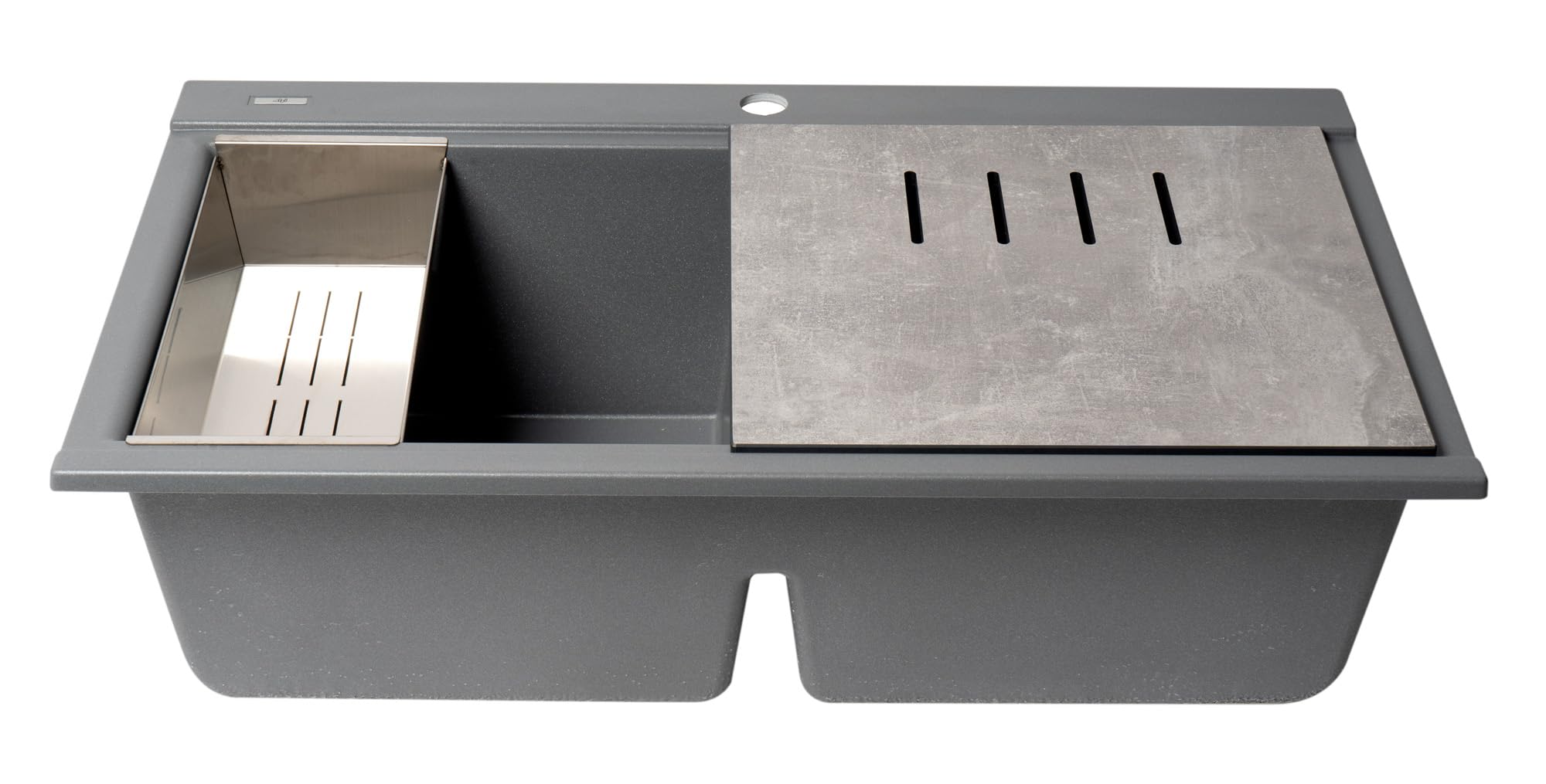 Alfi Brand Ab3418Dbdi-T Titanium 33'' Granite Composite Workstation Step Rim Double Bowl Drop In Sink With Accessories