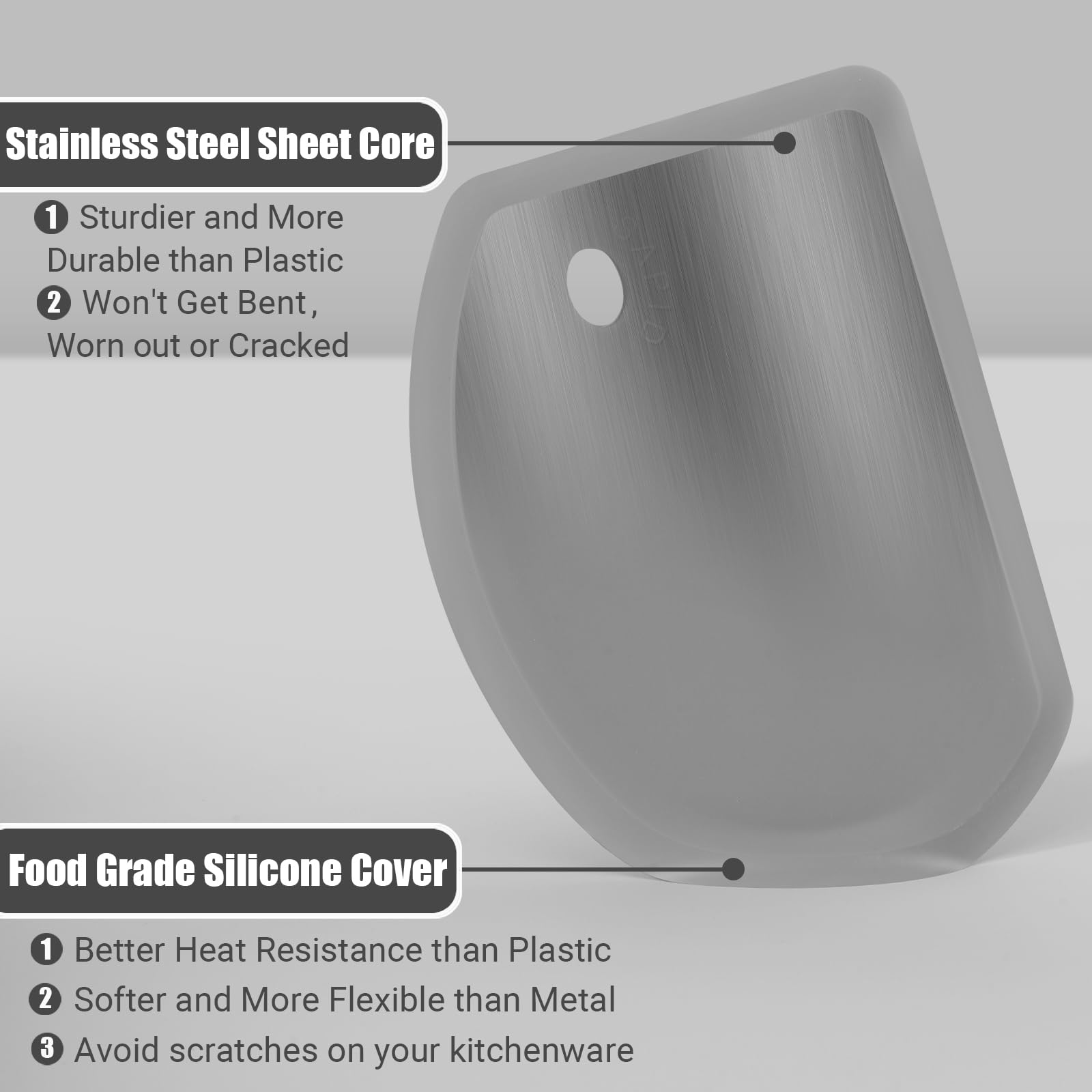 Sapid Flexible Curved Edge Silicone Bowl Scraper(5.98''  4.3''), Food Grade Dough Scraper For Baking Sourdough Bread, Cake, Benc