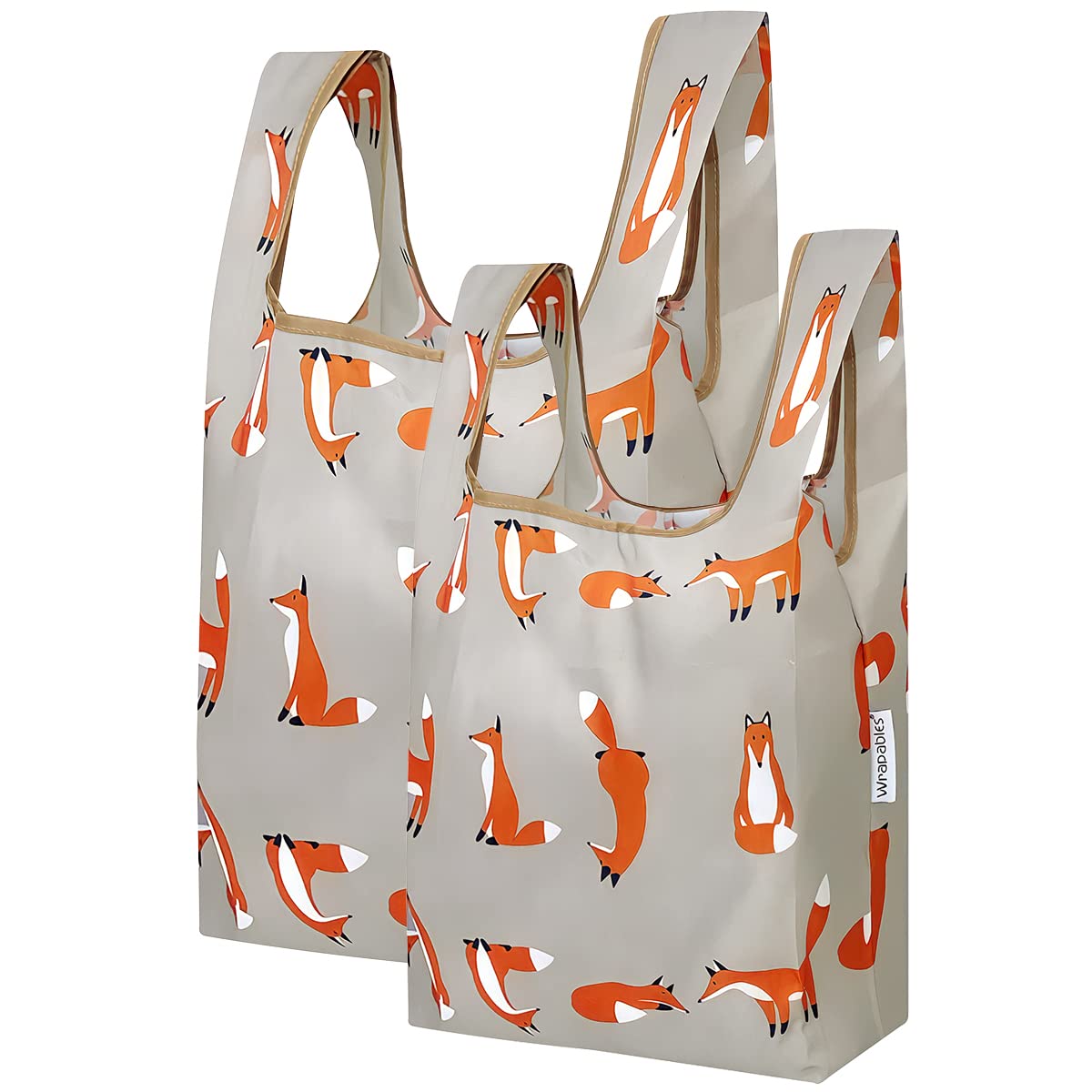 Wrapables Jolibag Collection Reusable Shopping Bag (Set Of 2), Lounging Foxes
