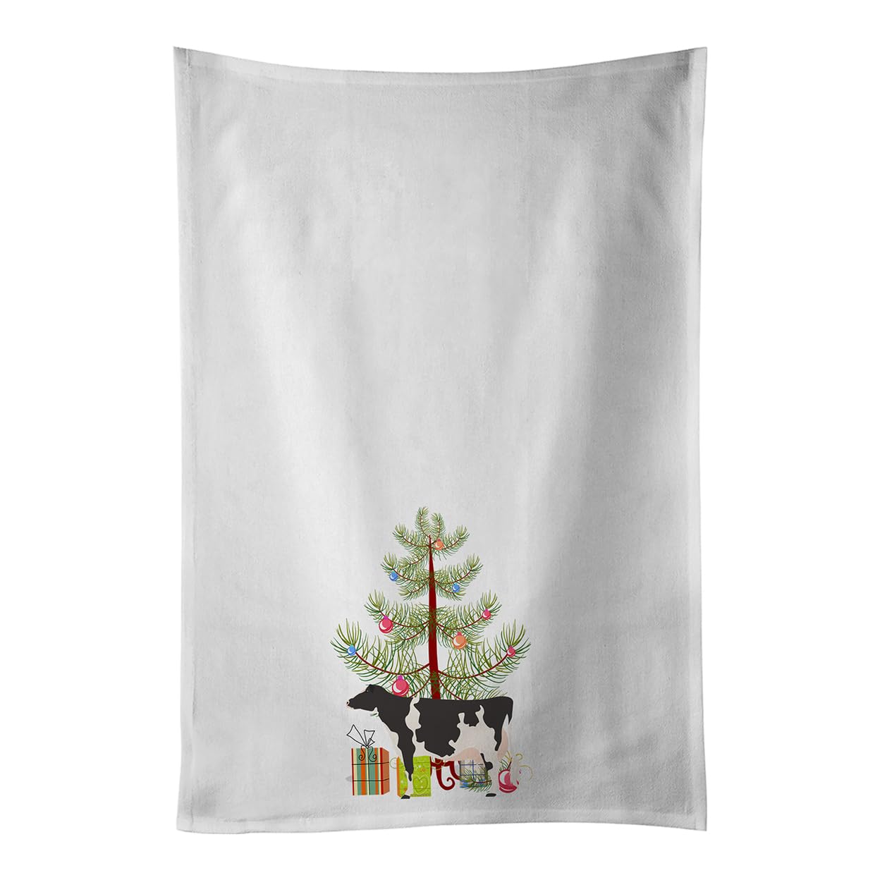 Holstein Cow Christmas White Kitchen Towel Set of 2