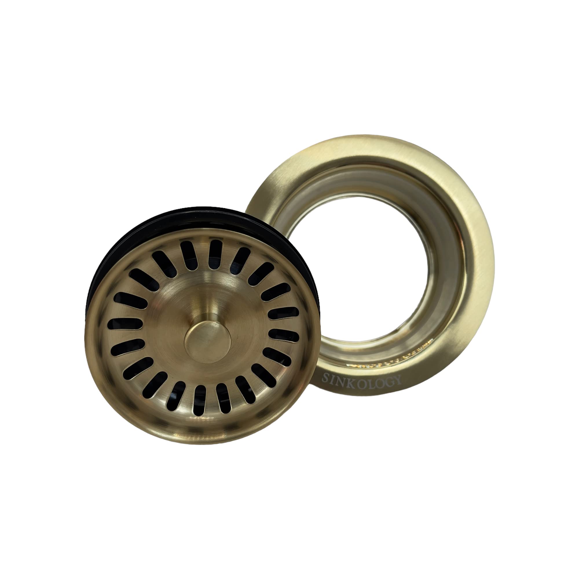 Sinksense 3.5'' Disposal Flange Drain With Stopper, Satin Gold