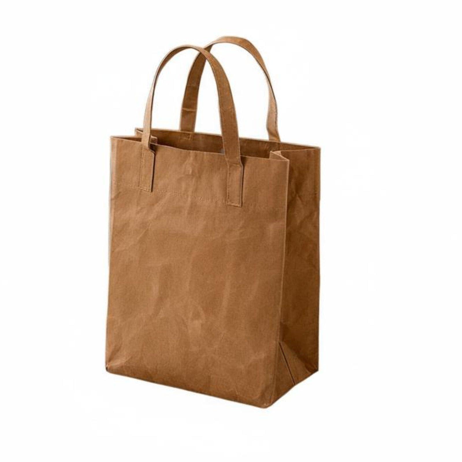 Heavenglow Reusable Paper Bag Large Capacity Brown Paper Tote Bag TearResistant Handbag For Office Workers, Students S|Reusable