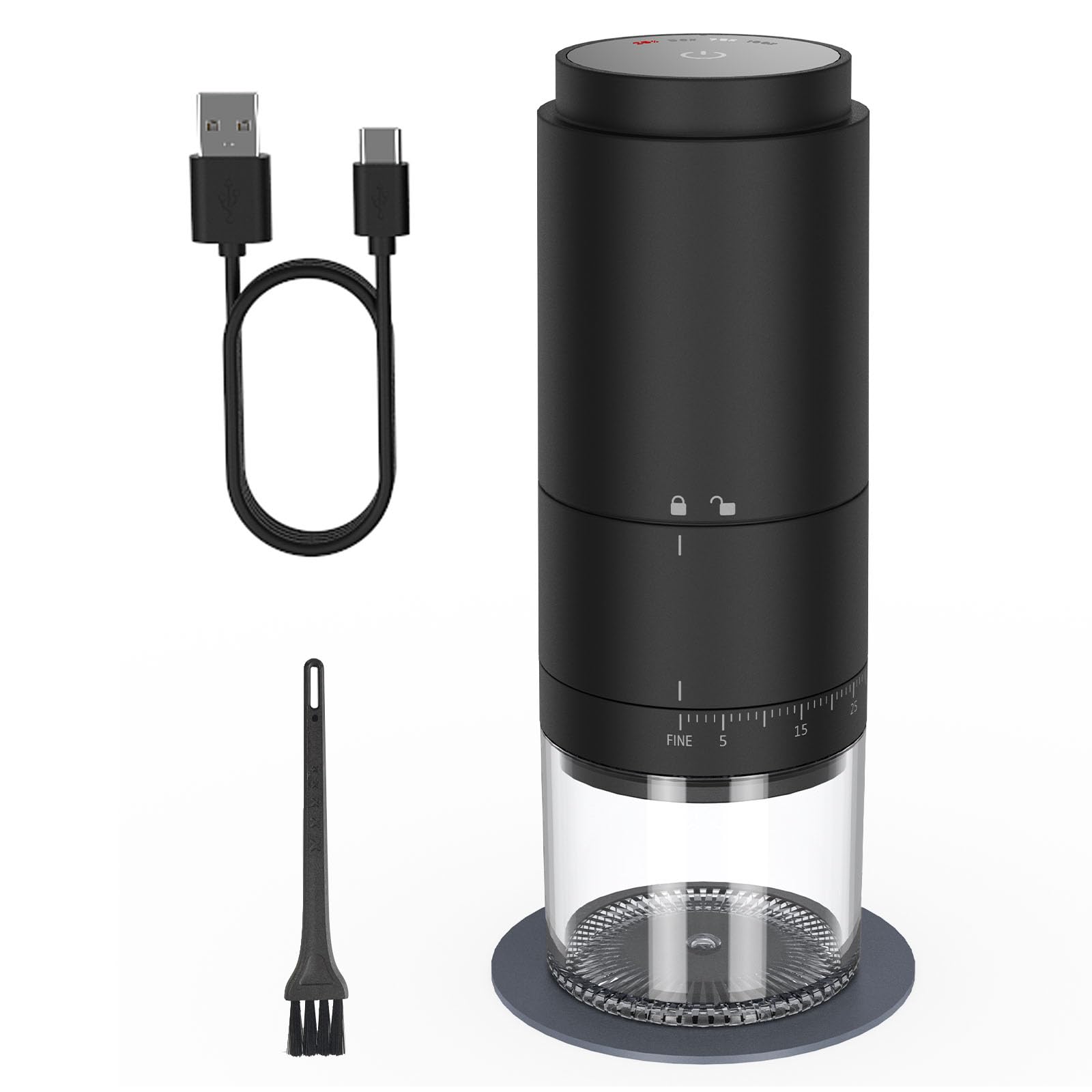 Portable Battery Powered Burr Coffee Grinder With 38 Adjustable Settings, Rechargeable Coffee Bean Grinder With Led Display, Cor