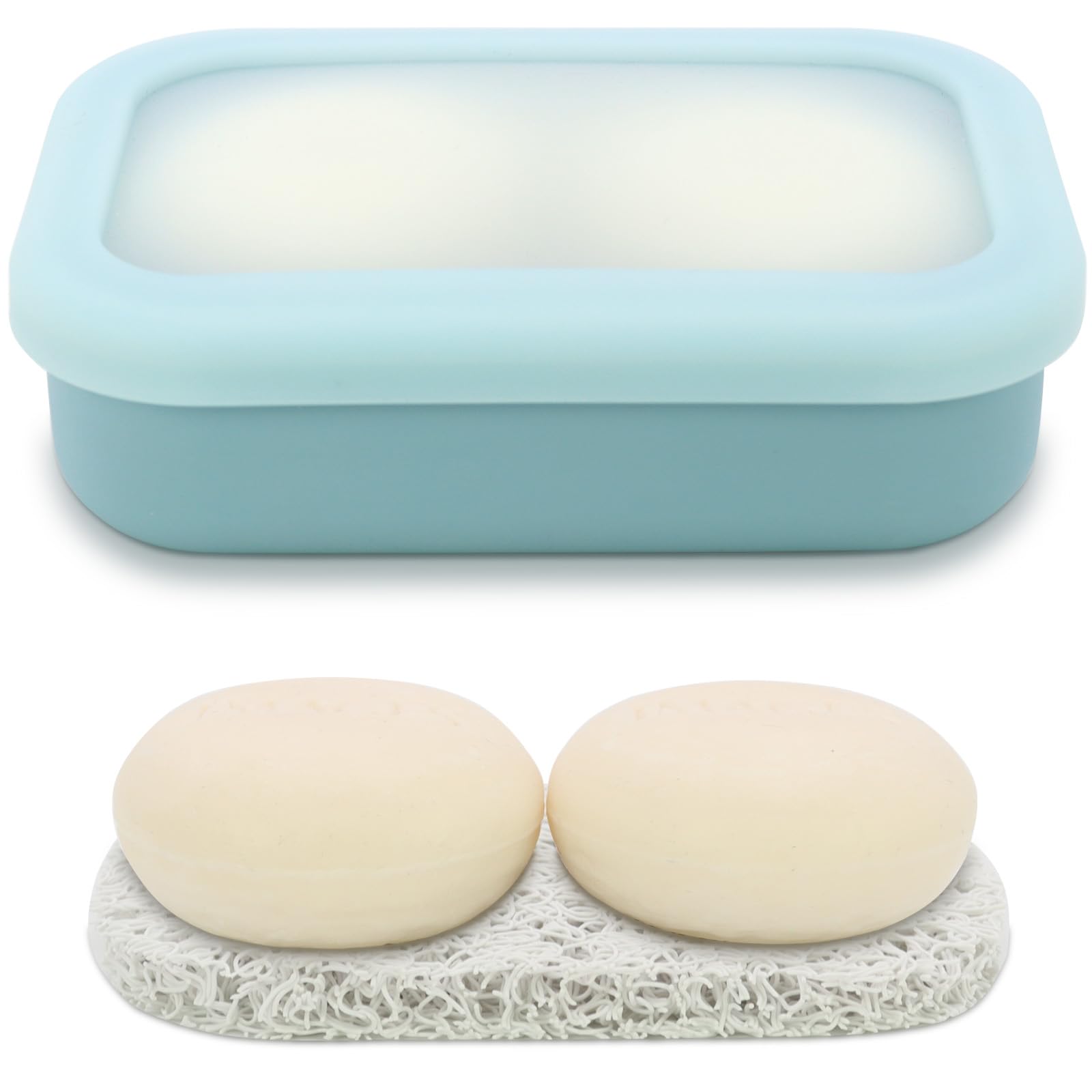 Olamar Solid Shampoo Bar Holder,Silicone Travel Soap Case,Enhanced Leak Proof Soap Container With Drainage Layer Soap Holder, Su