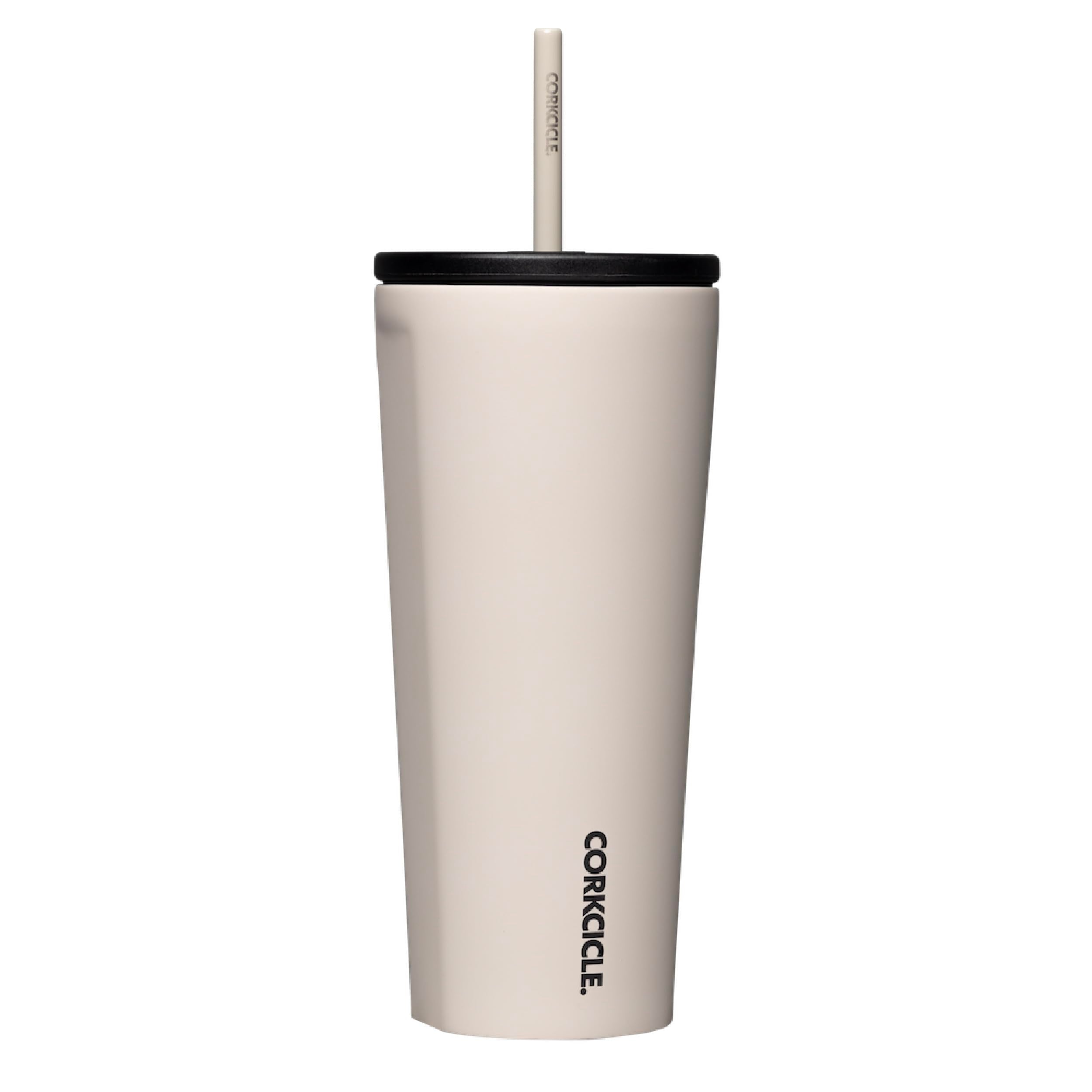 Corkcicle Cold Cup Insulated Tumbler with Lid and Straw, Latte, 24 oz - Reusable Water Bottle Keeps Beverages Cold for 12hrs, Ho