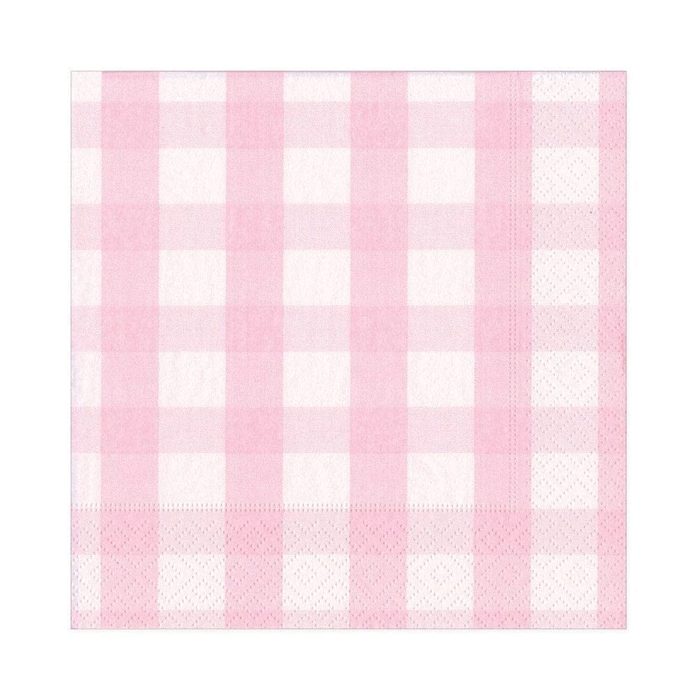 Caspari Gingham Paper Luncheon Napkins In Pink, 20 Per Package
