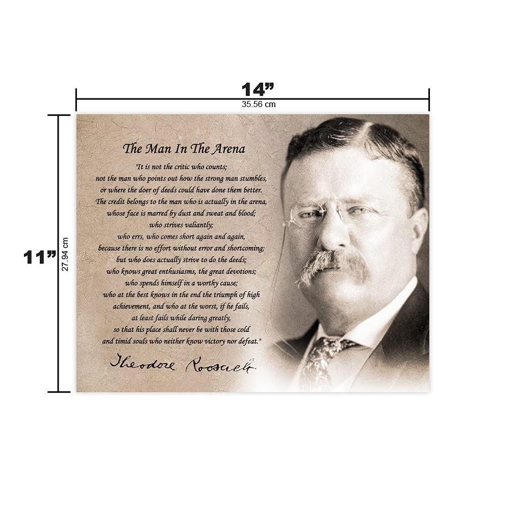Mega Format The Man In The Arena Theodore Roosevelt Poster Wall Art, Motivational Quote, Inspirational Teddy Roosevelt Poster, T