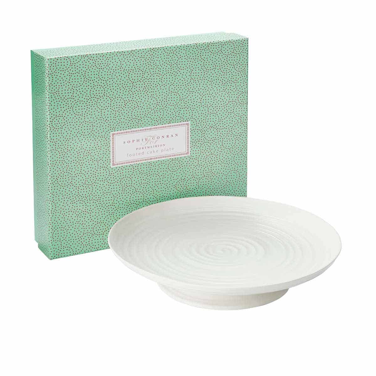 Portmeirion Sophie Conran White Large Footed Cake Stand | 12 Inch Round Cupcake Stand | Dessert Display Stand For Weddings And P
