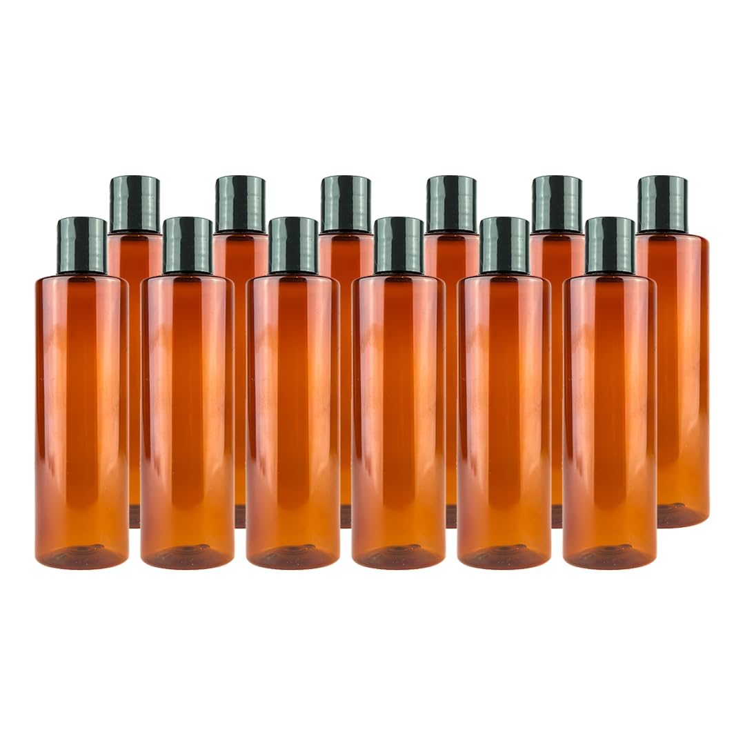 Nature Packaged Plastic Amber Bottles (Pack Of 12) -16Oz Amber Plastic Bottle With Screw Caps; Used As Reusable Shampoo Bottles,