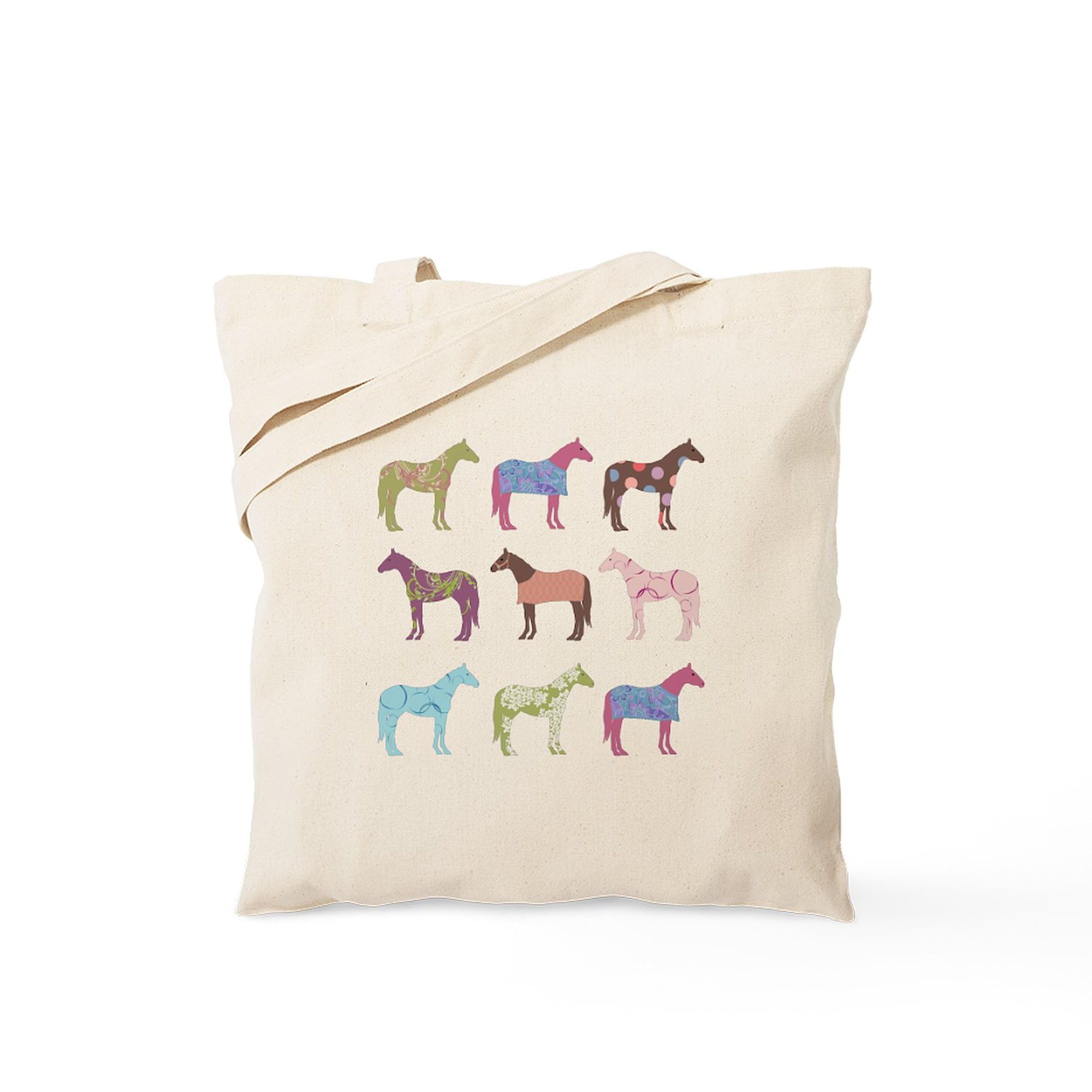 Cafepress Colorful Horse Pattern Tote Bag Natural Canvas Tote Bag, Reusable Shopping Bag