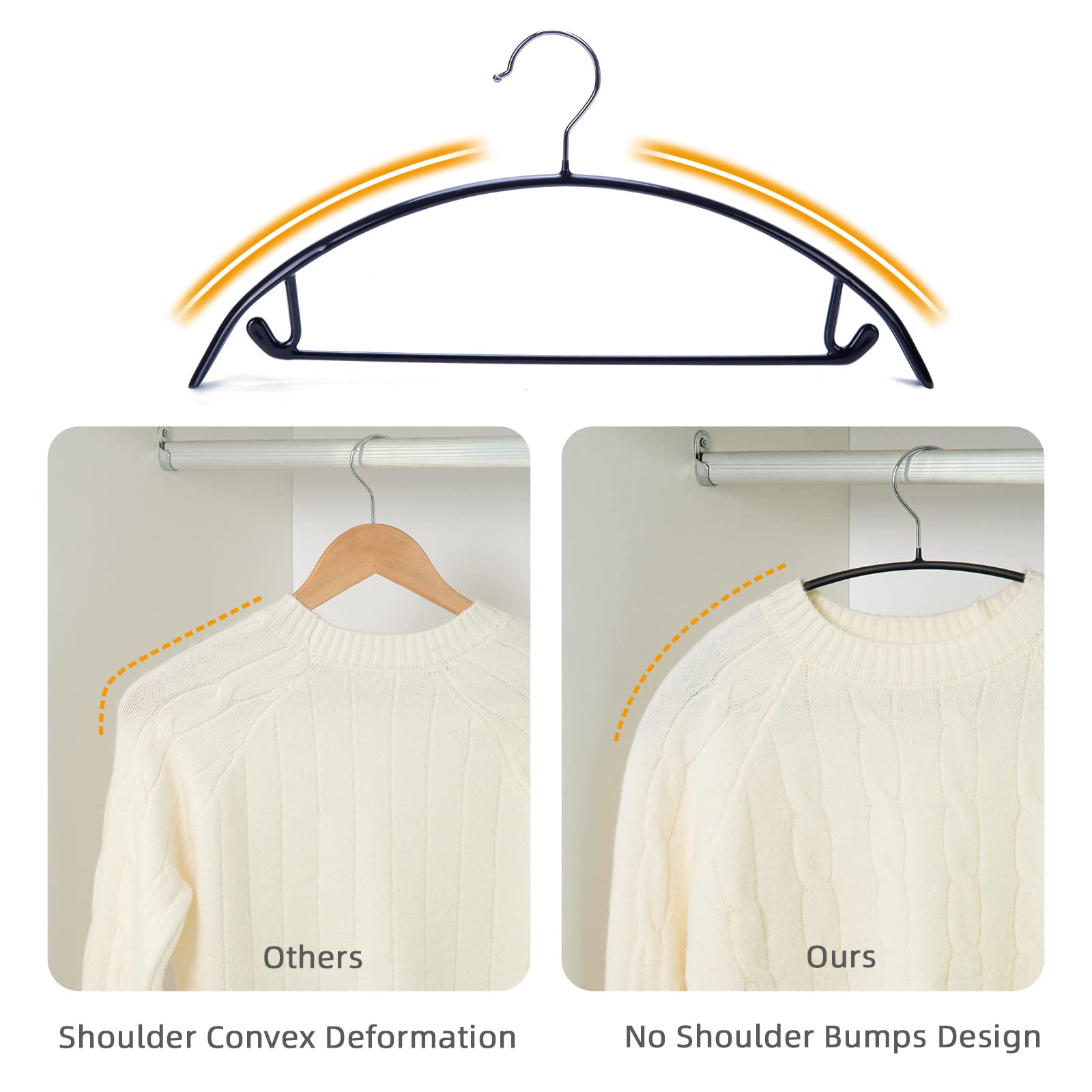 Nature-Smile 20 Pack Non Slip Suit Hanger Coat Jacket Hangers Sweater Hangers PVC Coating Metal Hangers for Pants Shawls Belts Bras - Dimple & Crease Free T Shirt Hangers Black Color?